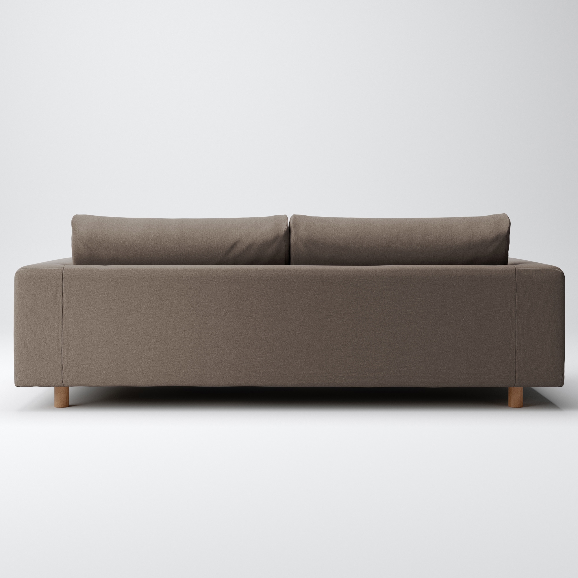 洗いざらしの綿帆布ソファ本体・３シーター・フェザーポケットコイル用カバーブラウン