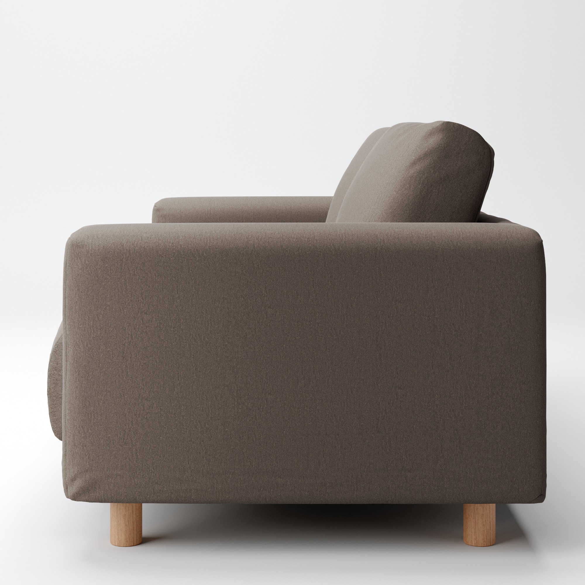 洗いざらしの綿帆布ソファ本体・２シーター・フェザーポケットコイル用カバーブラウン