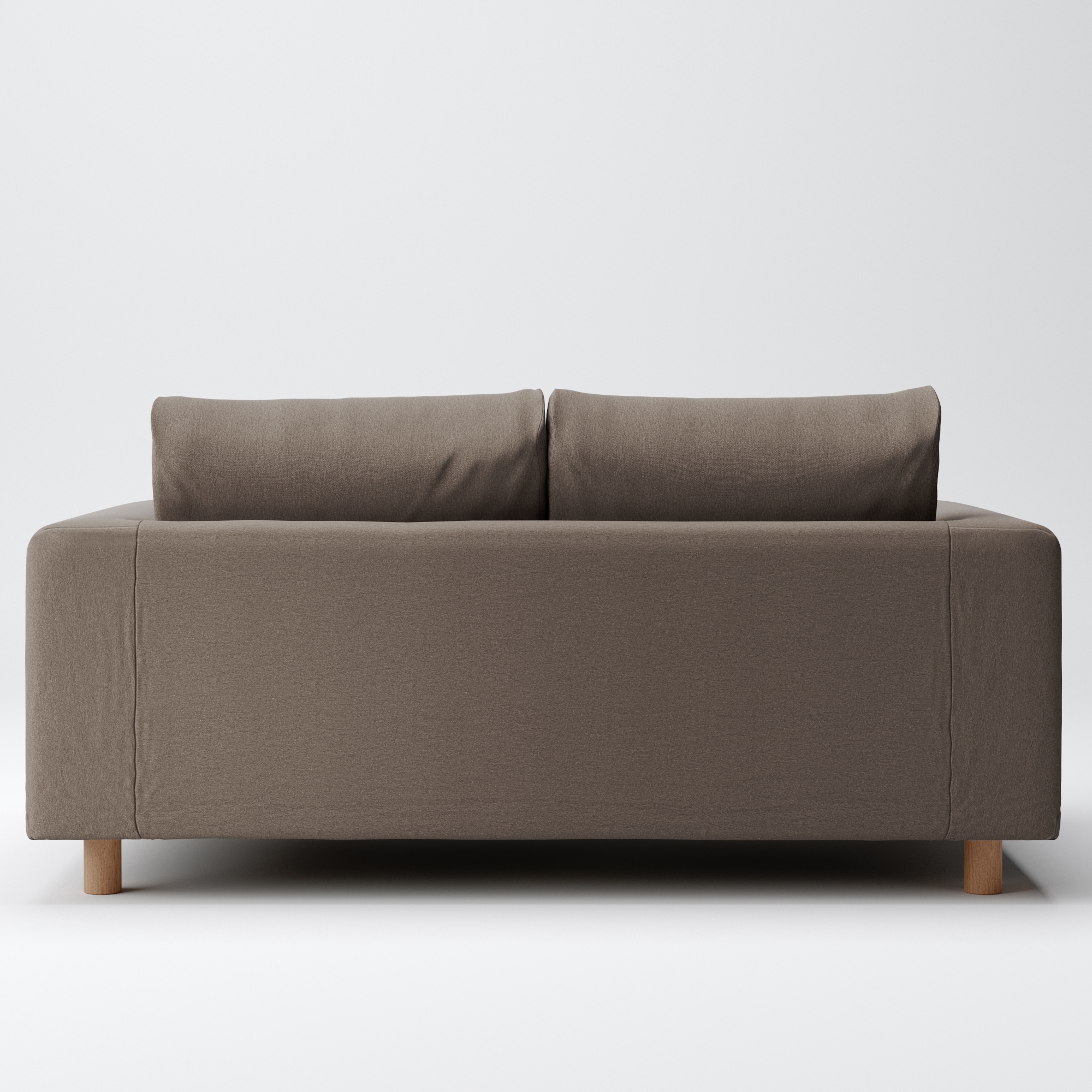 洗いざらしの綿帆布ソファ本体・２シーター・フェザーポケットコイル用カバーブラウン