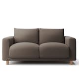 洗いざらしの綿帆布ソファ本体・２シーター・フェザーポケットコイル用カバーブラウン