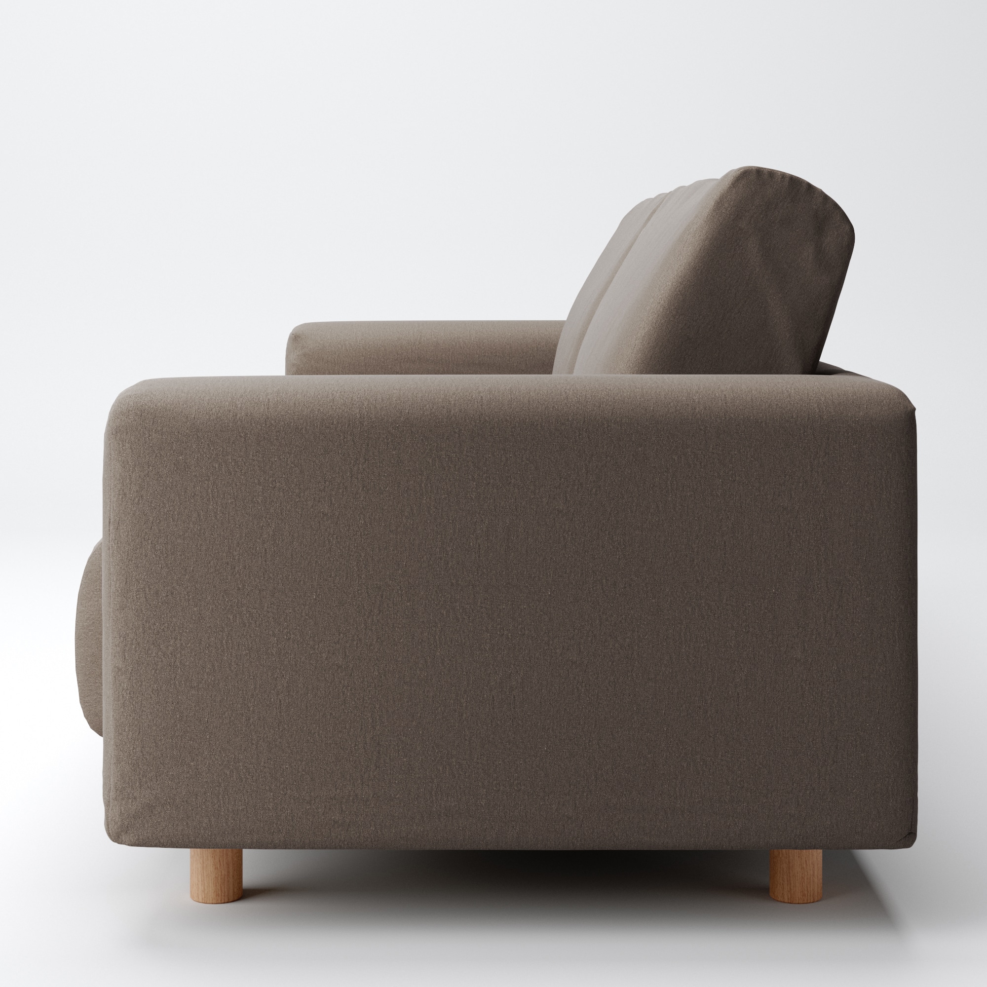 洗いざらしの綿帆布ソファ本体・３シーター・ウレタンポケットコイル用カバーブラウン