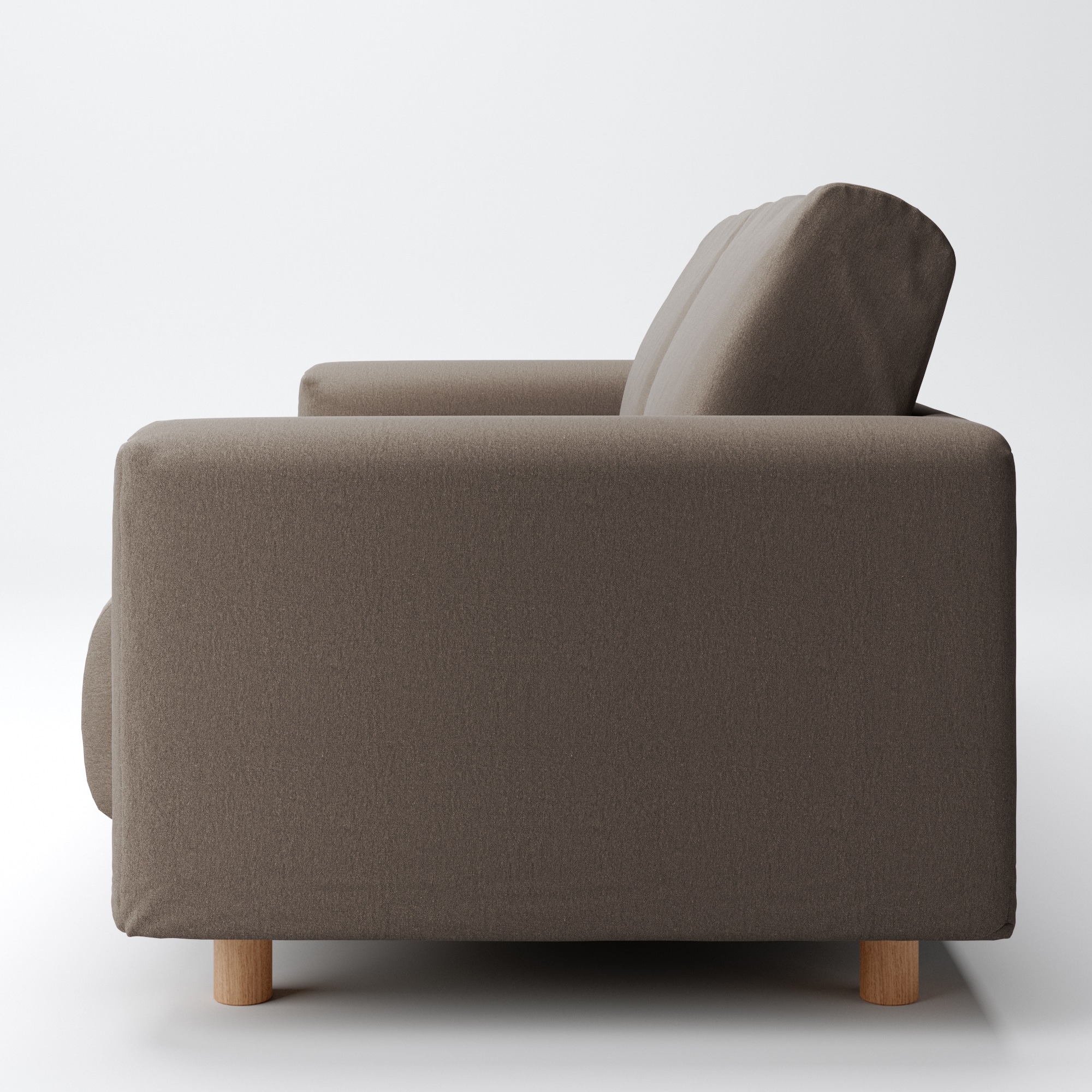 洗いざらしの綿帆布ソファ本体２．５シーターウレタンポケットコイル用カバーブラウン