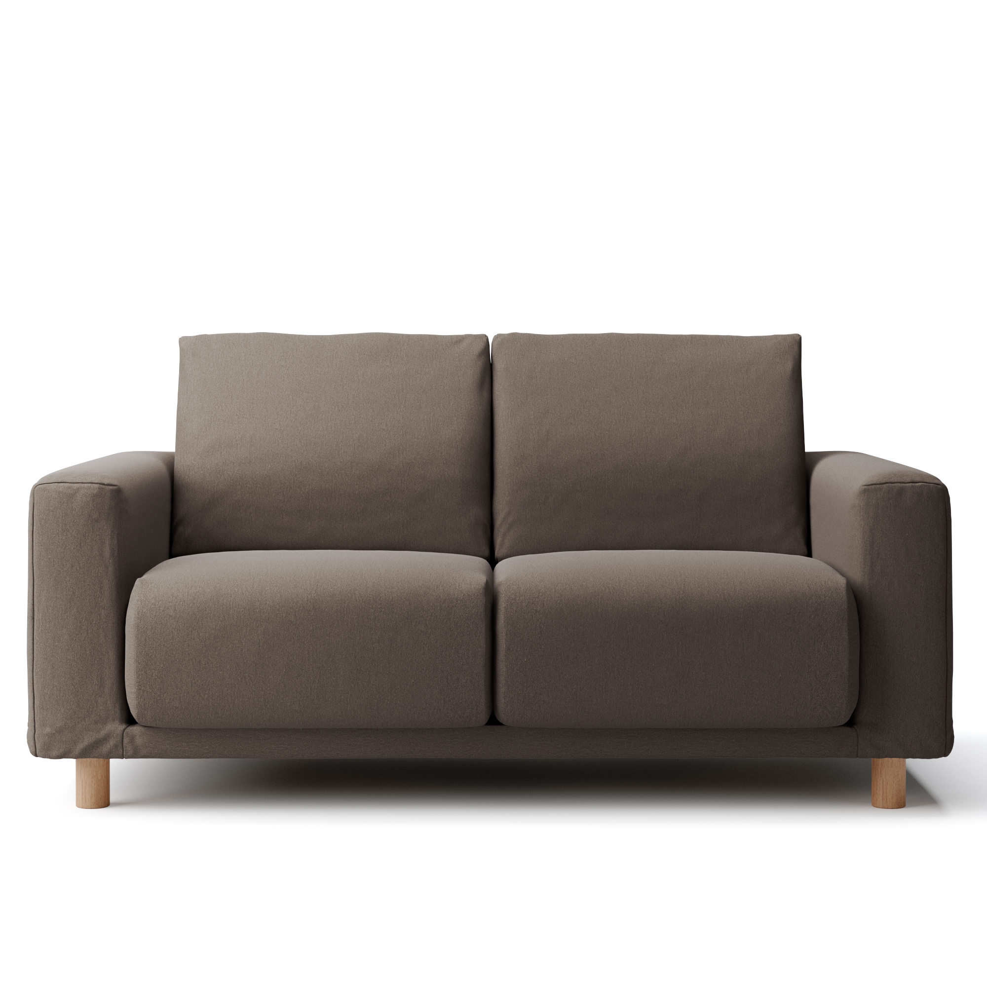 洗いざらしの綿帆布ソファ本体・２シーター・ウレタンポケットコイル用カバーブラウン