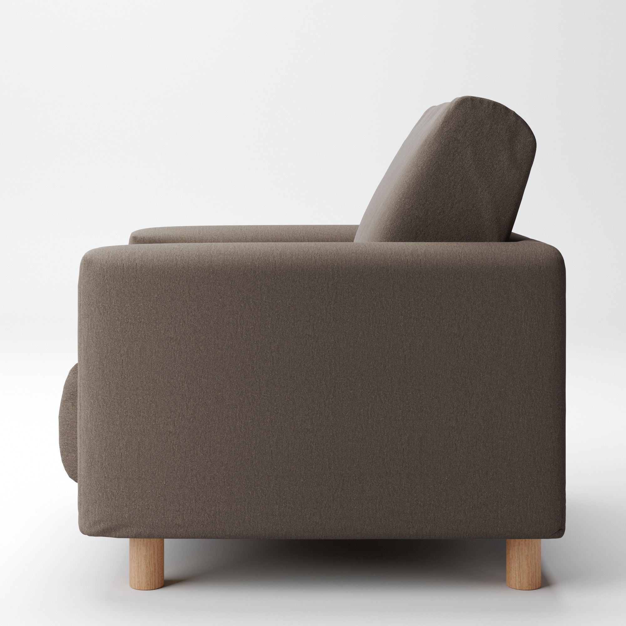 洗いざらしの綿帆布ソファ本体・１シーター・ウレタンポケットコイル用カバーブラウン