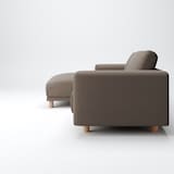 洗いざらしの綿帆布ソファ本体３Ｓフェザーポケットコイルカウチ右用カバー／ブラウン