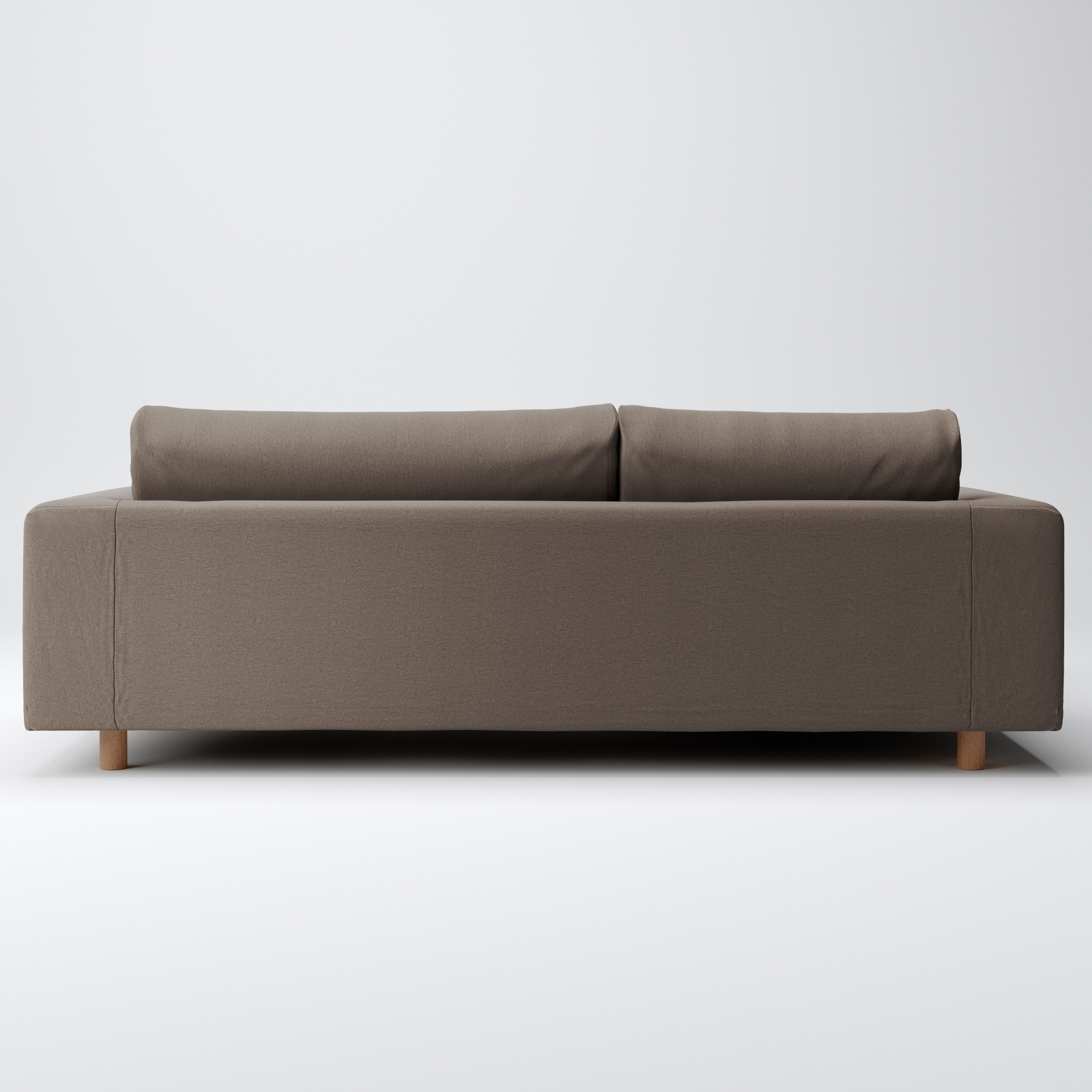 洗いざらしの綿帆布ソファ本体３Ｓフェザーポケットコイルカウチ右用カバー／ブラウン