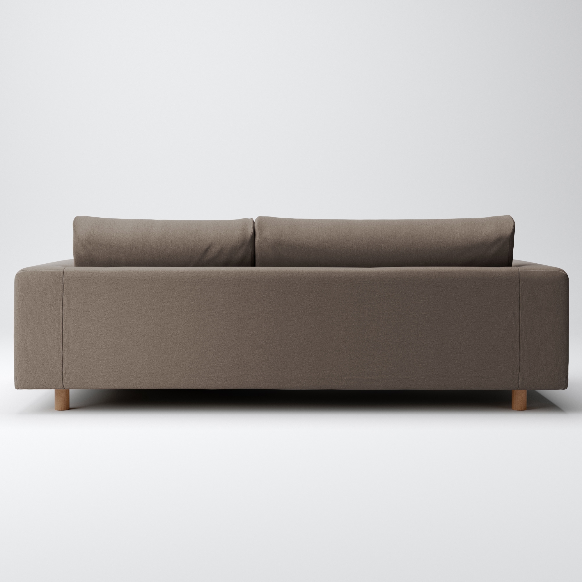 洗いざらしの綿帆布ソファ本体３Ｓフェザーポケットコイルカウチ左用カバー／ブラウン