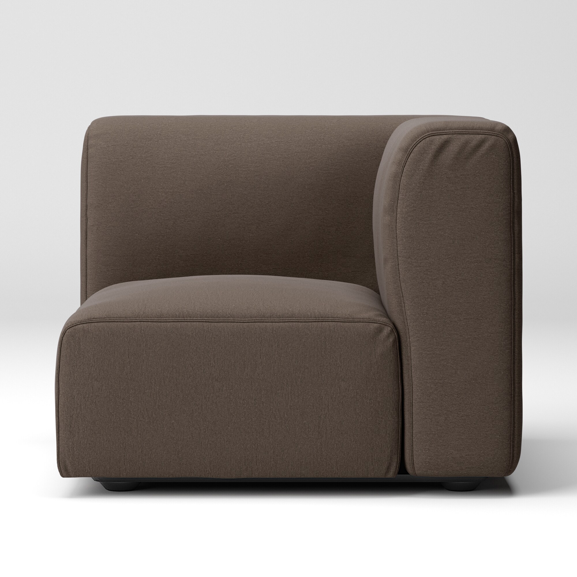 洗いざらしの綿帆布ユニットソファアーム付・小用カバー／ブラウン