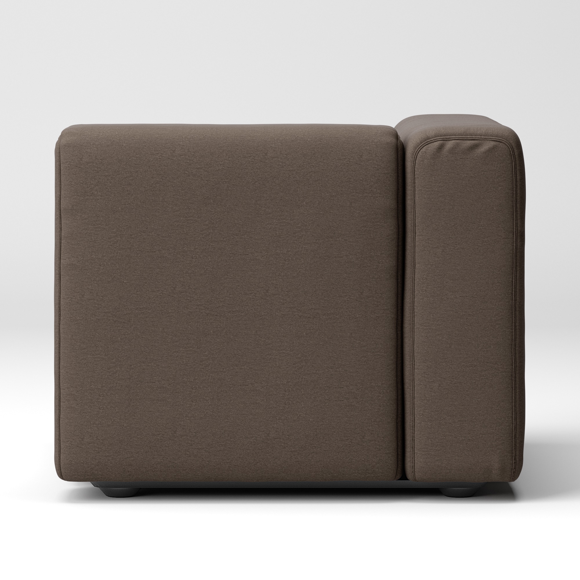 洗いざらしの綿帆布ユニットソファアーム付・小用カバー／ブラウン