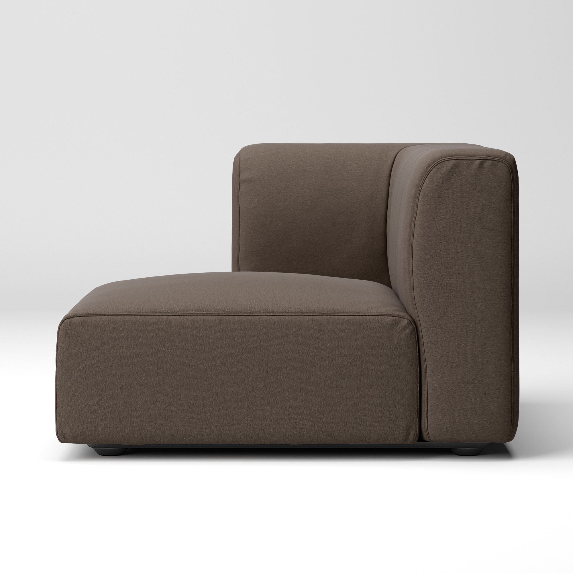 洗いざらしの綿帆布ユニットソファ・ハーフアーム・大（右）用カバー／ブラウン