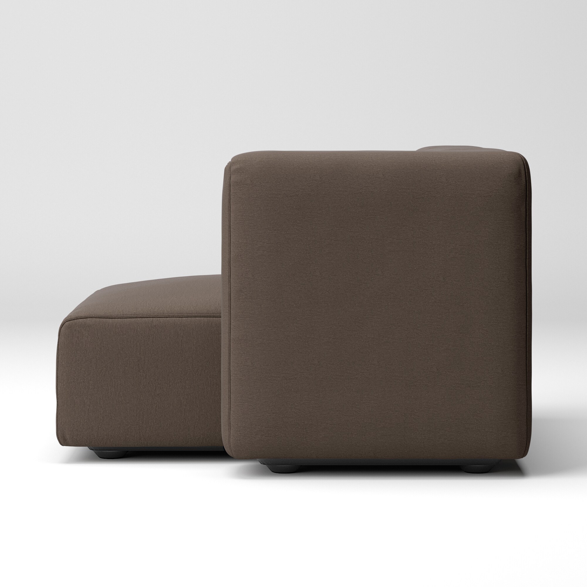 洗いざらしの綿帆布ユニットソファ・ハーフアーム・大（左）用カバー／ブラウン