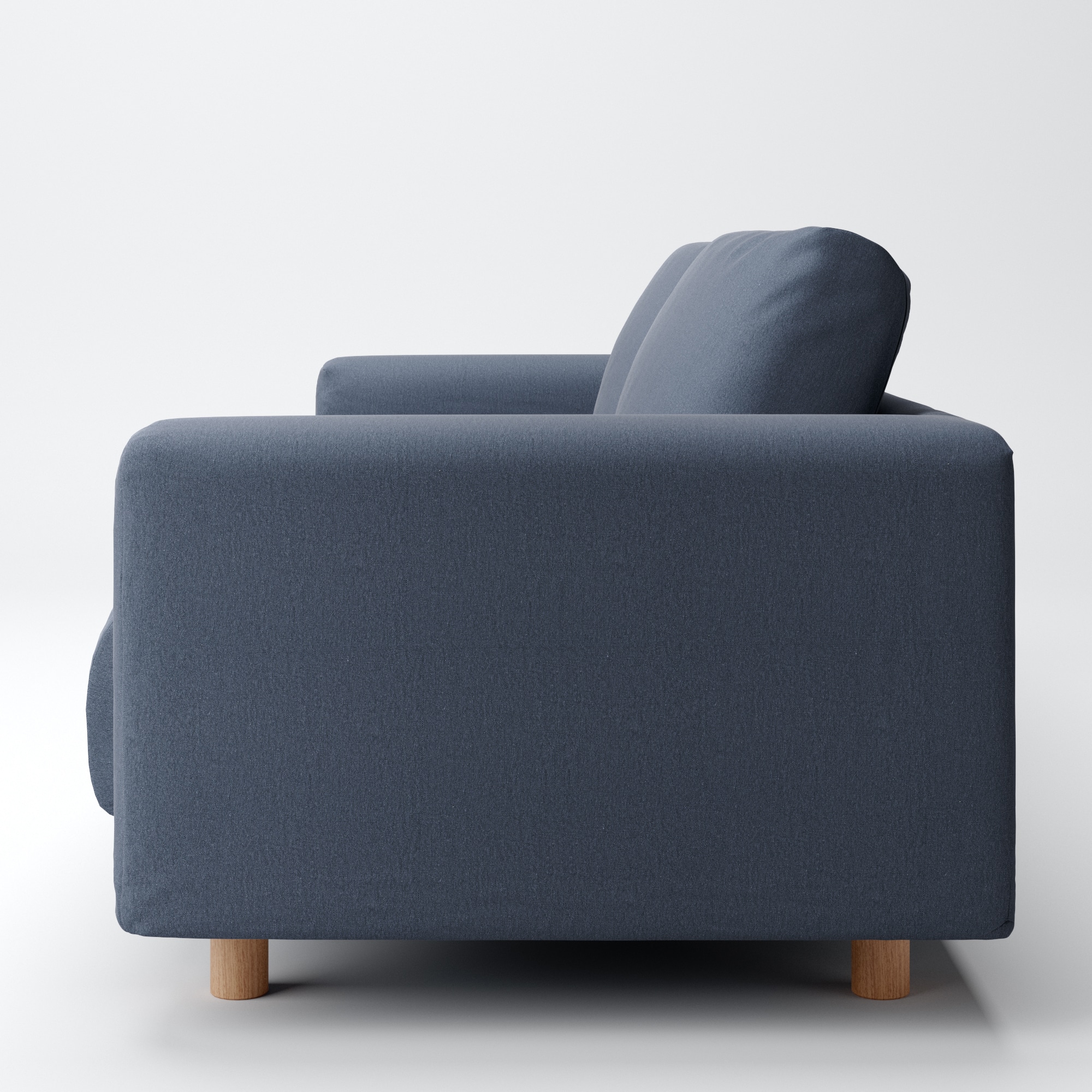 洗いざらしの綿帆布ソファ本体・３シーター・フェザーポケットコイル用カバーネイビー