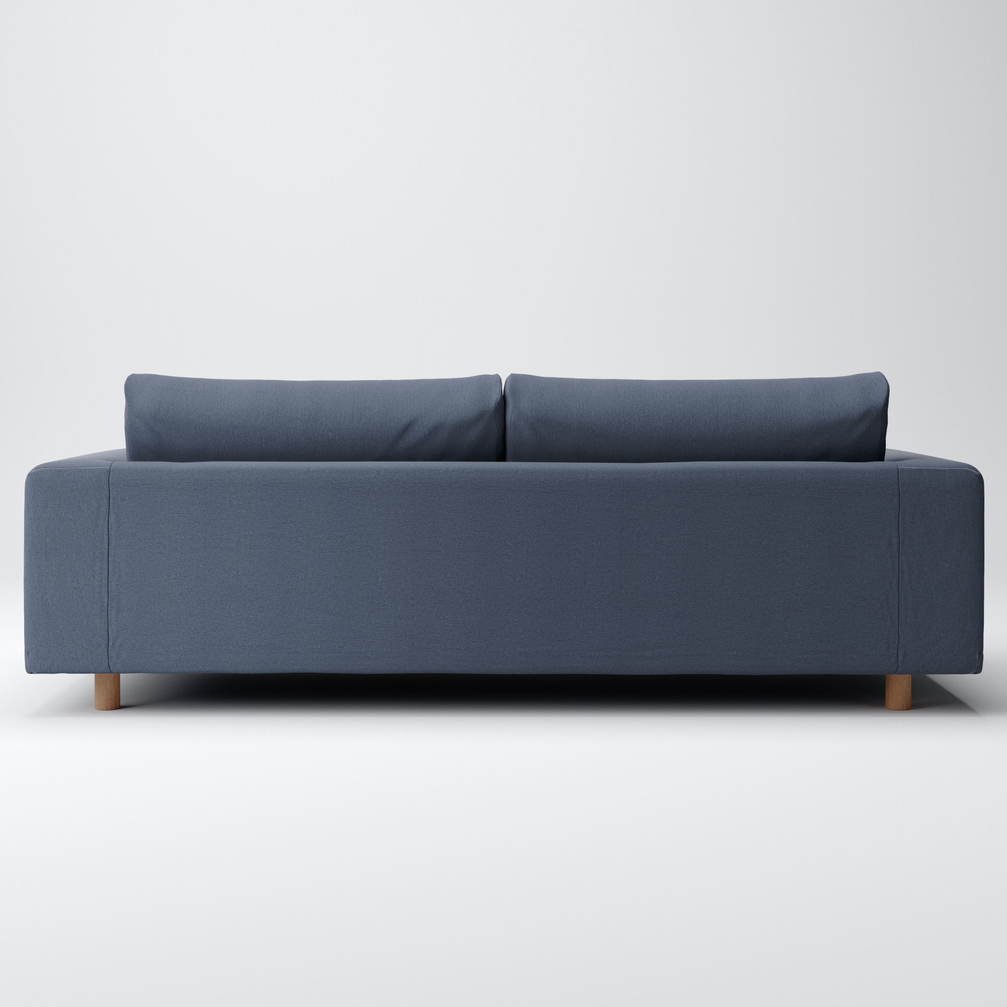 洗いざらしの綿帆布ソファ本体・３シーター・フェザーポケットコイル用カバーネイビー