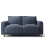 洗いざらしの綿帆布ソファ本体・２シーター・フェザーポケットコイル用カバーネイビー