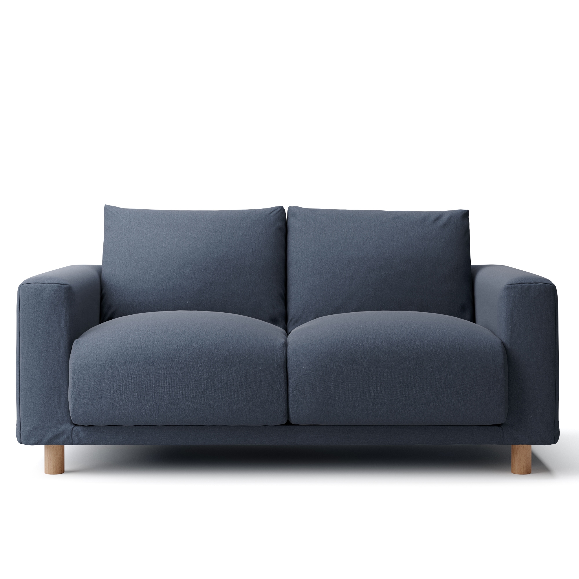 洗いざらしの綿帆布ソファ本体・２シーター・フェザーポケットコイル用カバーネイビー