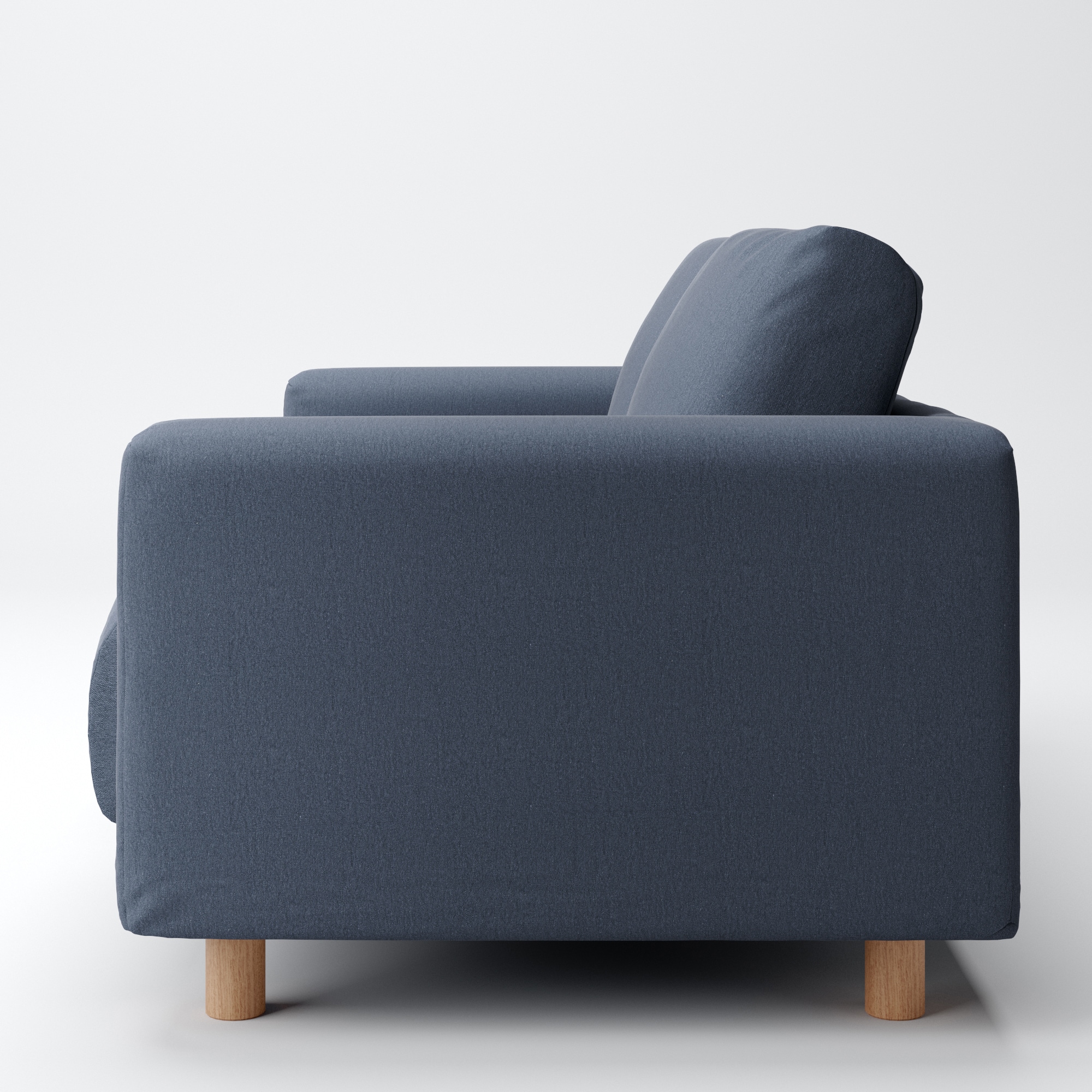 洗いざらしの綿帆布ソファ本体・２シーター・フェザーポケットコイル用カバーネイビー