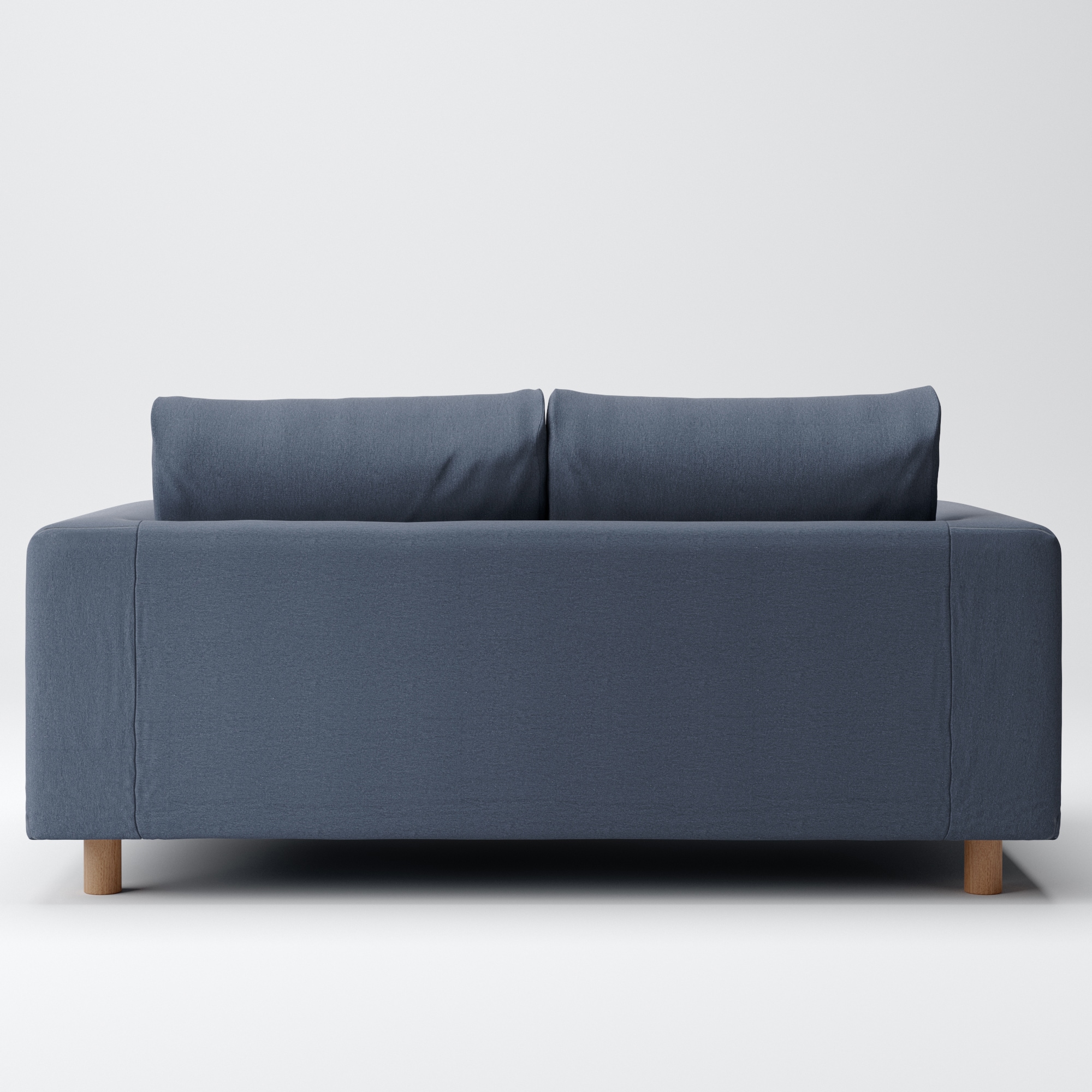 洗いざらしの綿帆布ソファ本体・２シーター・フェザーポケットコイル用カバーネイビー