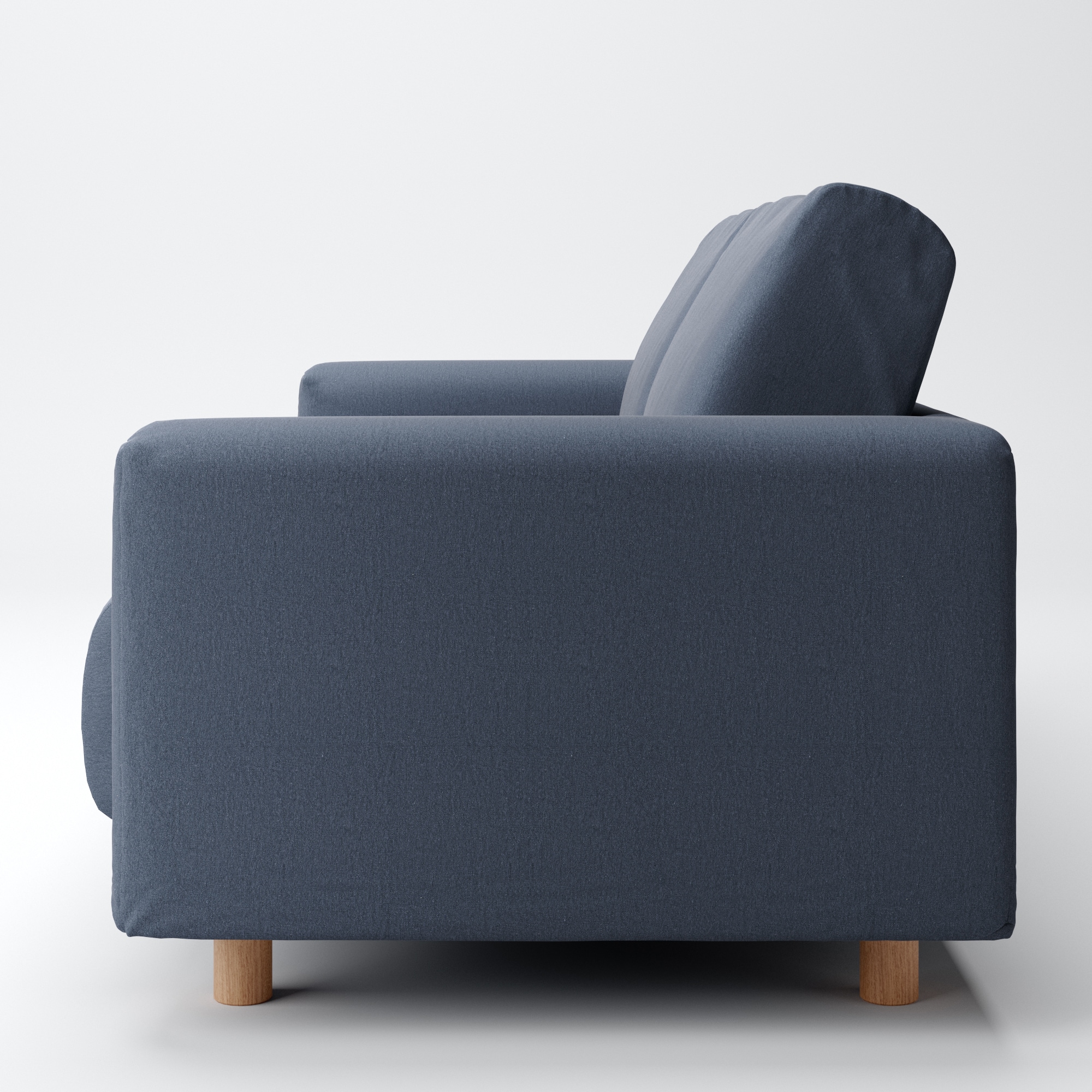 洗いざらしの綿帆布ソファ本体２．５シーターウレタンポケットコイル用カバーネイビー