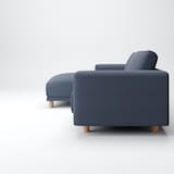 洗いざらしの綿帆布ソファ本体３Ｓフェザーポケットコイルカウチ右用カバー／ネイビー