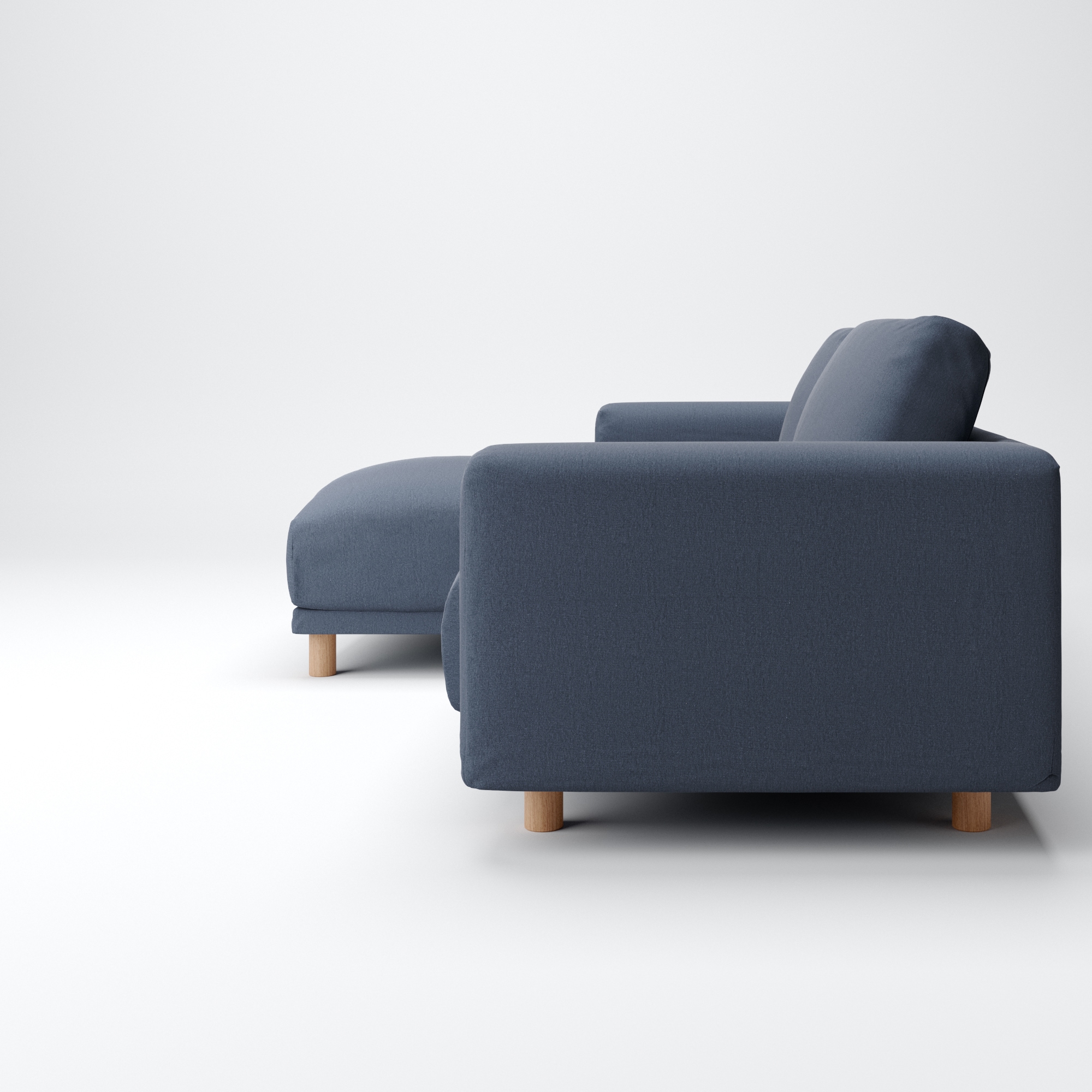 洗いざらしの綿帆布ソファ本体３Ｓフェザーポケットコイルカウチ右用カバー／ネイビー