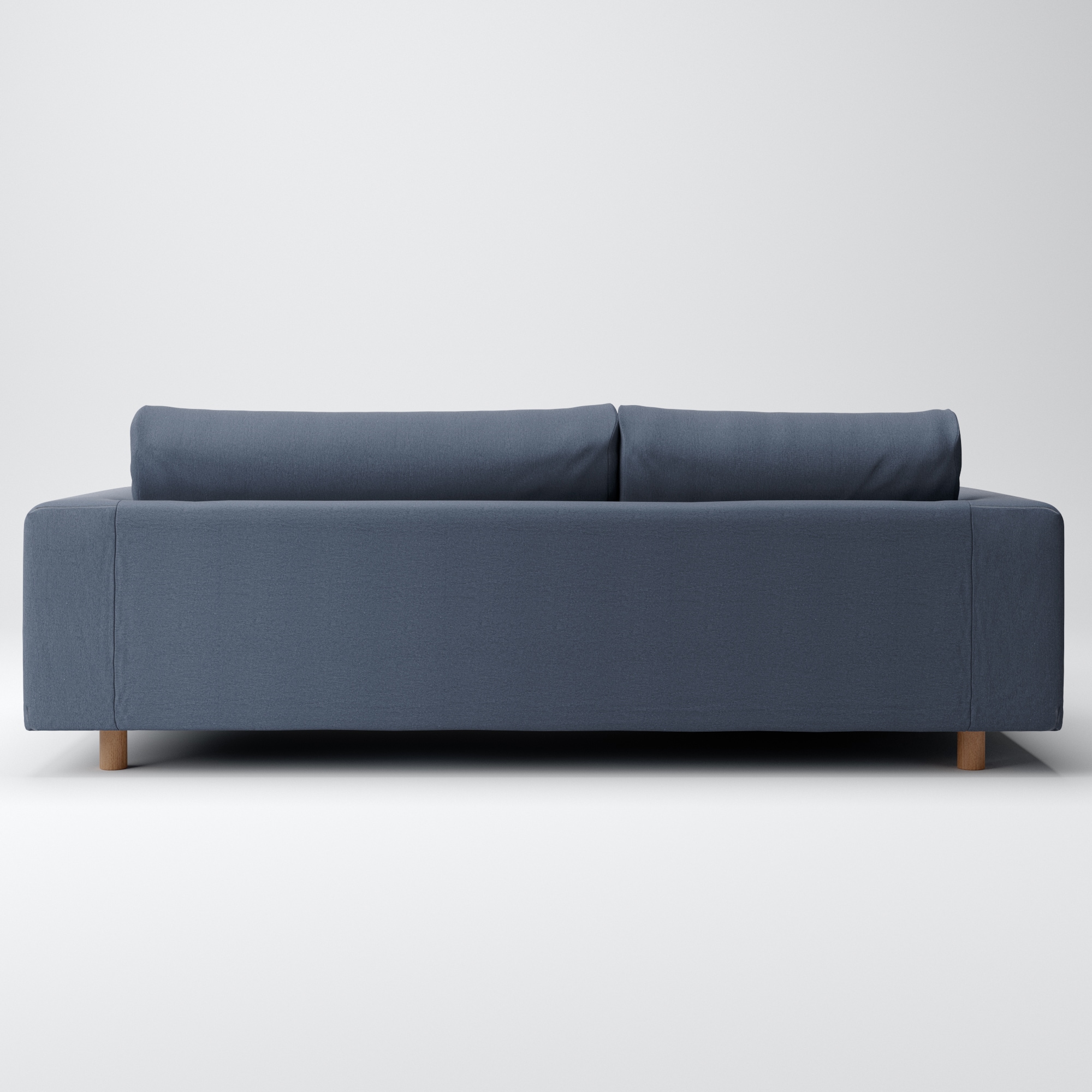 洗いざらしの綿帆布ソファ本体３Ｓフェザーポケットコイルカウチ右用カバー／ネイビー