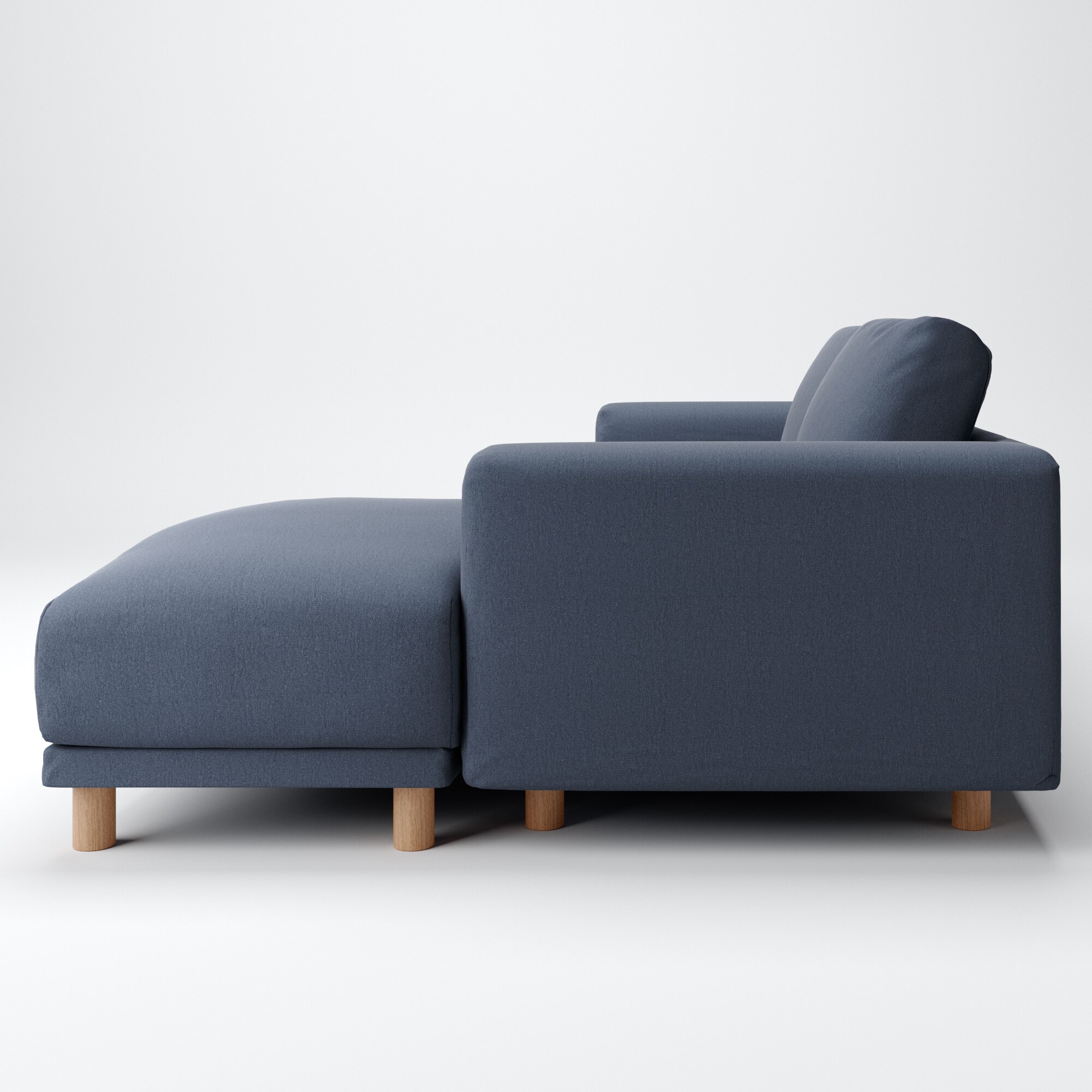 洗いざらしの綿帆布ソファ本体３Ｓフェザーポケットコイルカウチ左用カバー／ネイビー