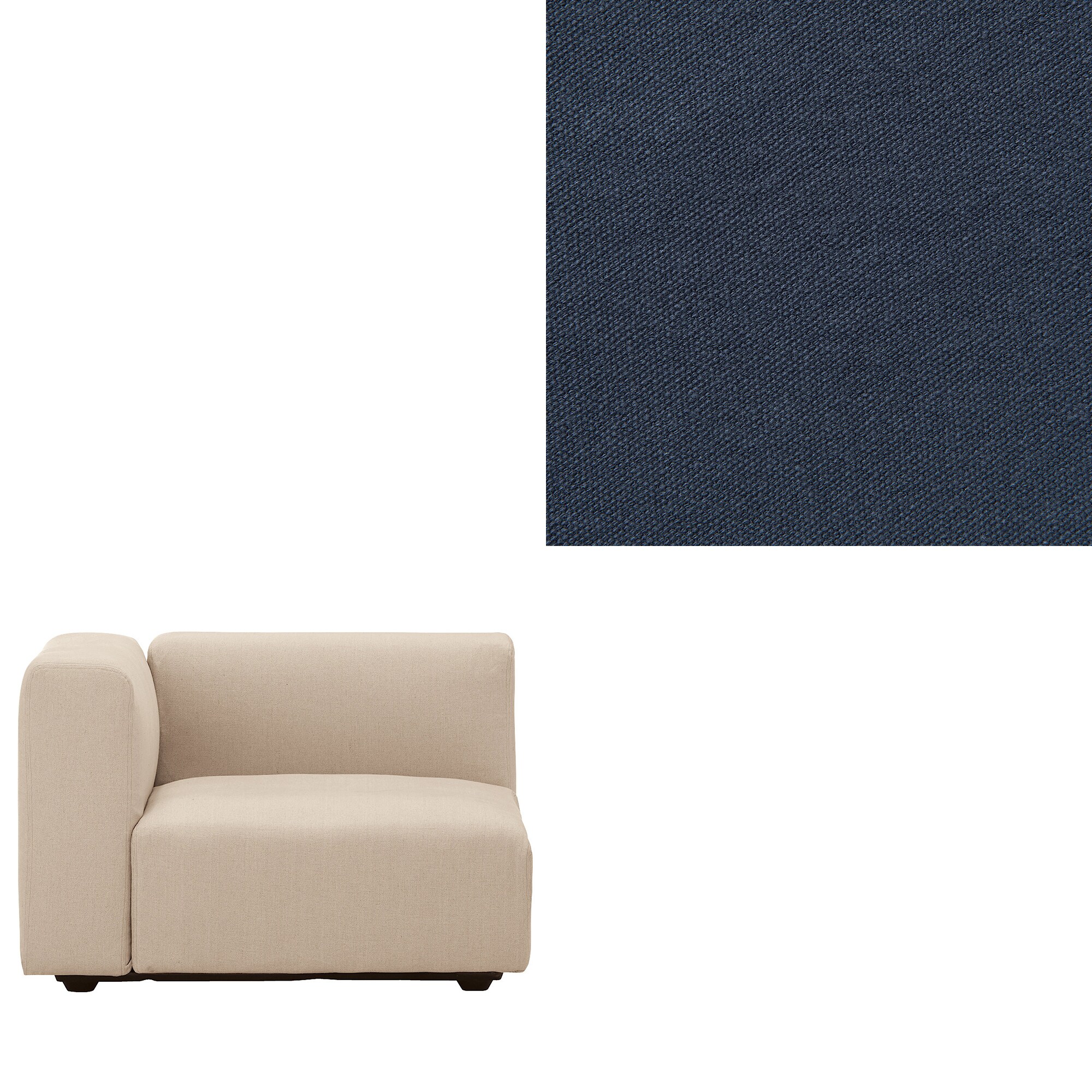 洗いざらしの綿帆布ユニットソファアーム付・大・幅９８ｃｍ用カバー／ネイビー