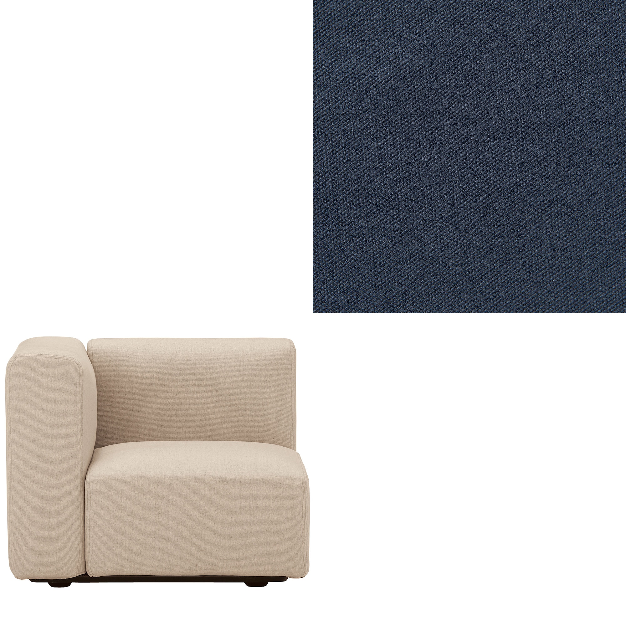 洗いざらしの綿帆布ユニットソファアーム付・小用カバー／ネイビー