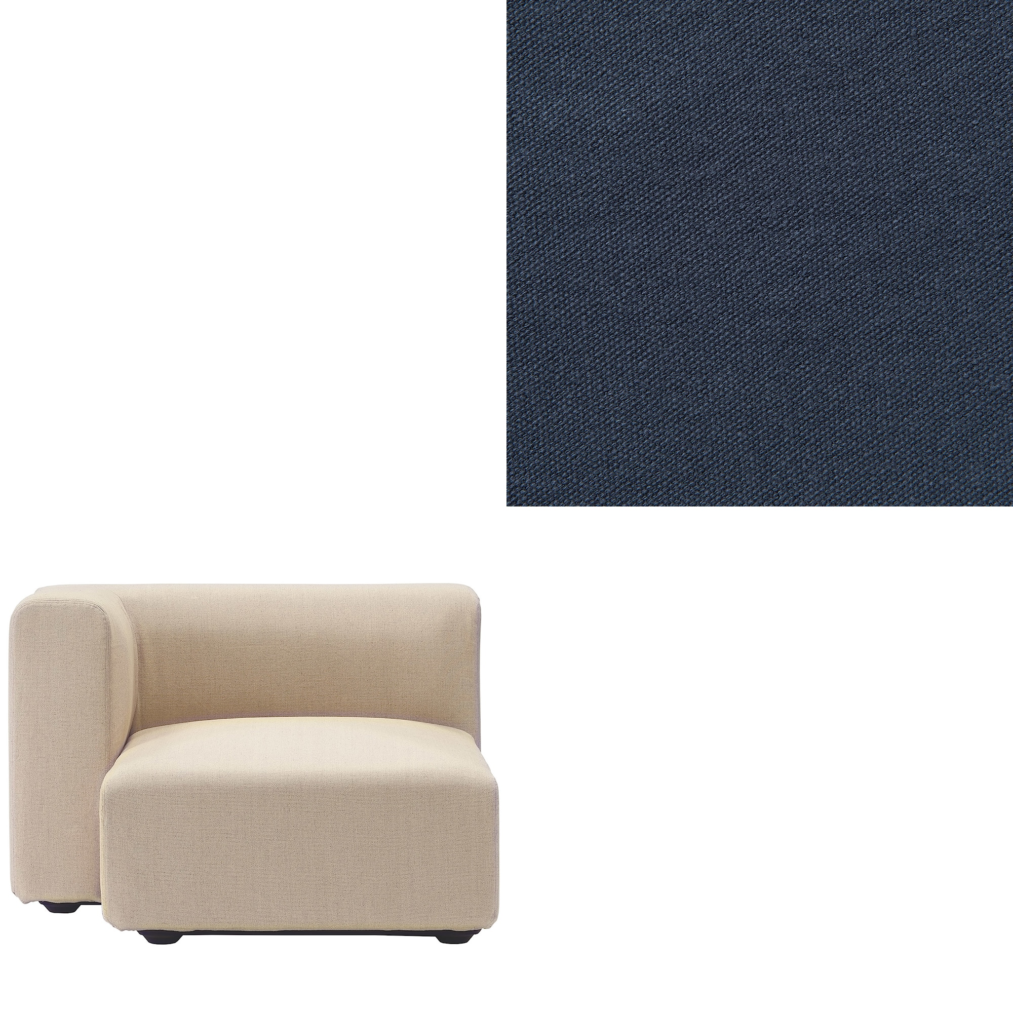 洗いざらしの綿帆布ユニットソファ・ハーフアーム・大（右）用カバー／ネイビー