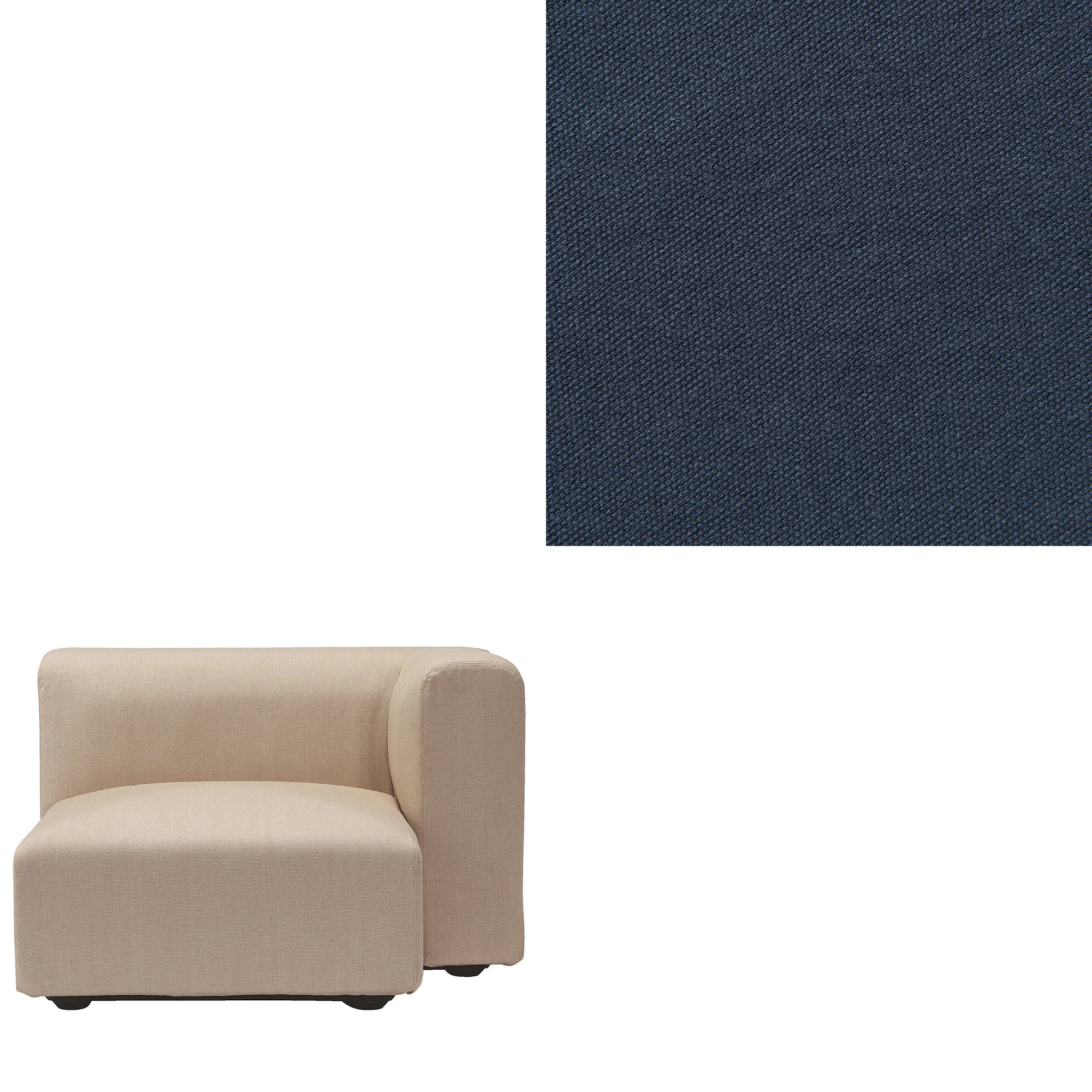 洗いざらしの綿帆布ユニットソファ・ハーフアーム・大（左）用カバー／ネイビー