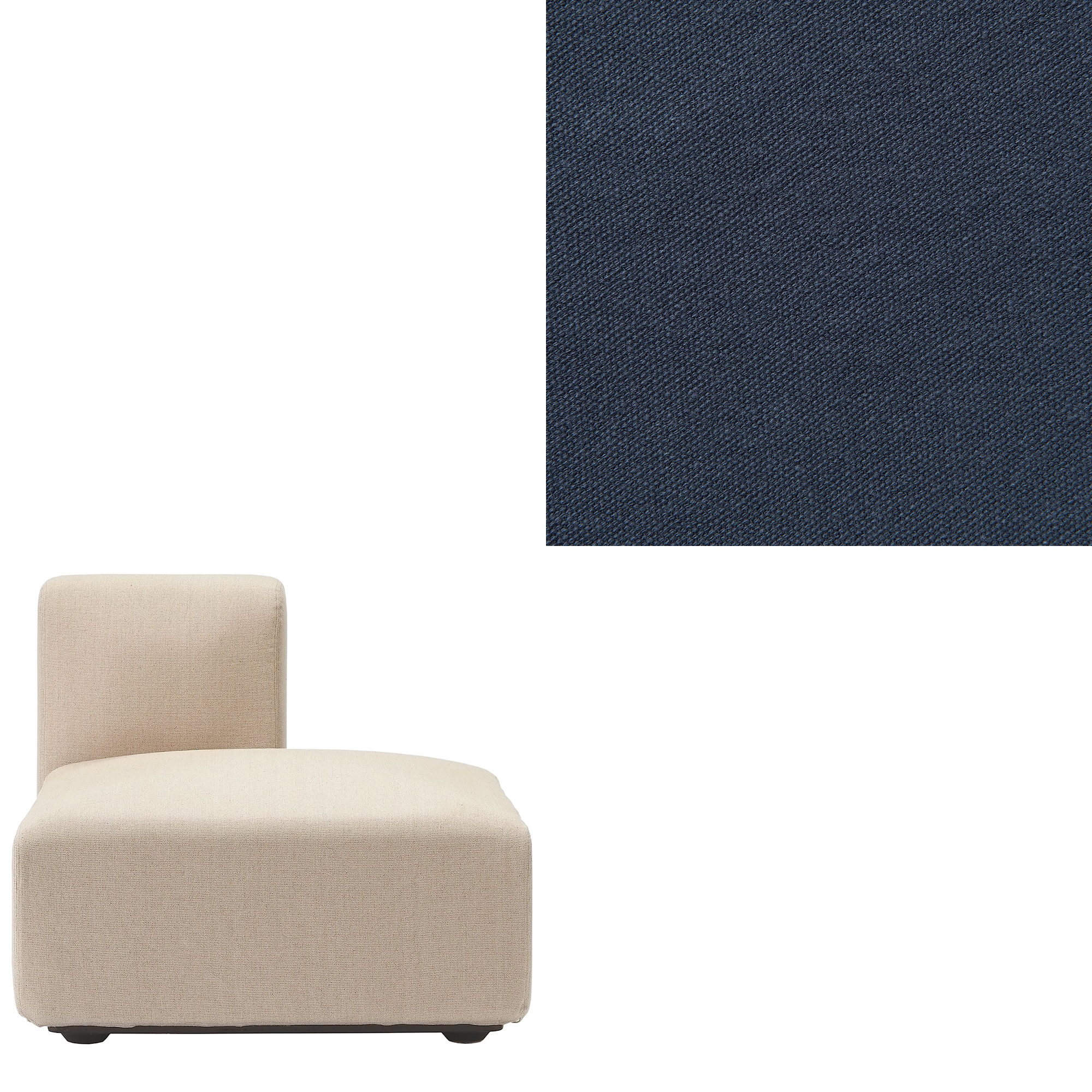 洗いざらしの綿帆布ユニットソファ・ハーフバックレスト・大用カバー／ネイビー