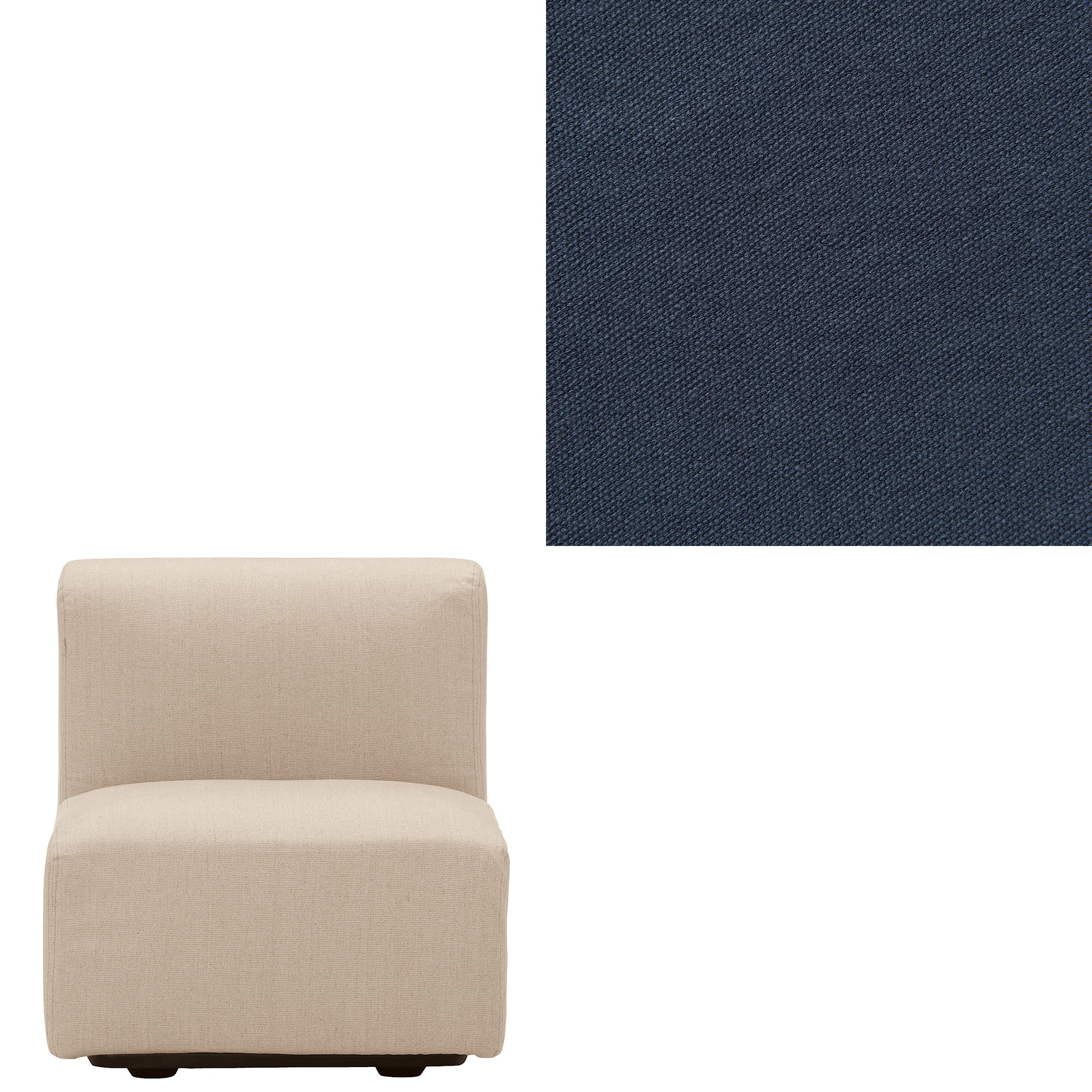 洗いざらしの綿帆布ユニットソファアームレス・小用カバー／ネイビー