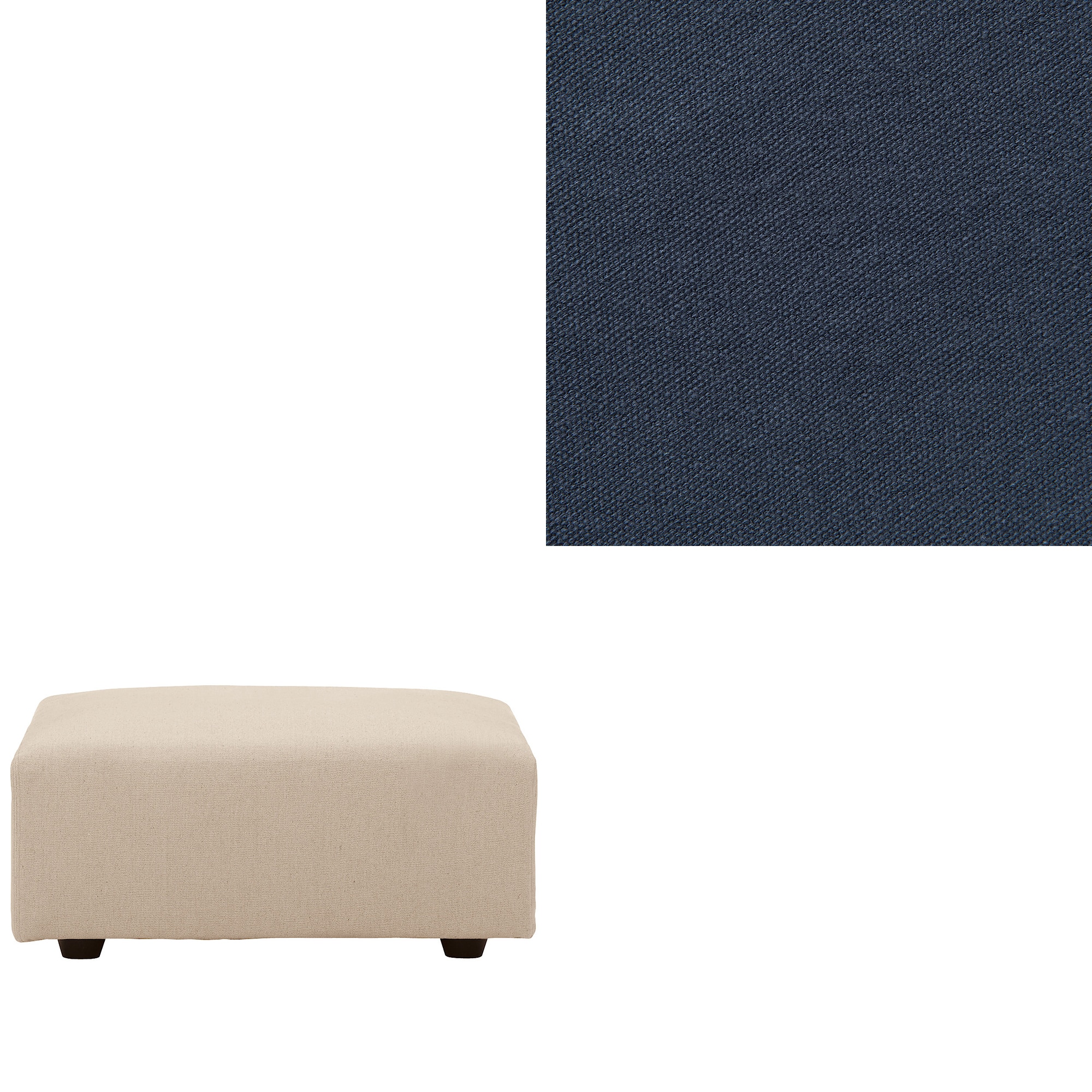 洗いざらしの綿帆布ユニットソファオットマン・大・幅77cm用カバー