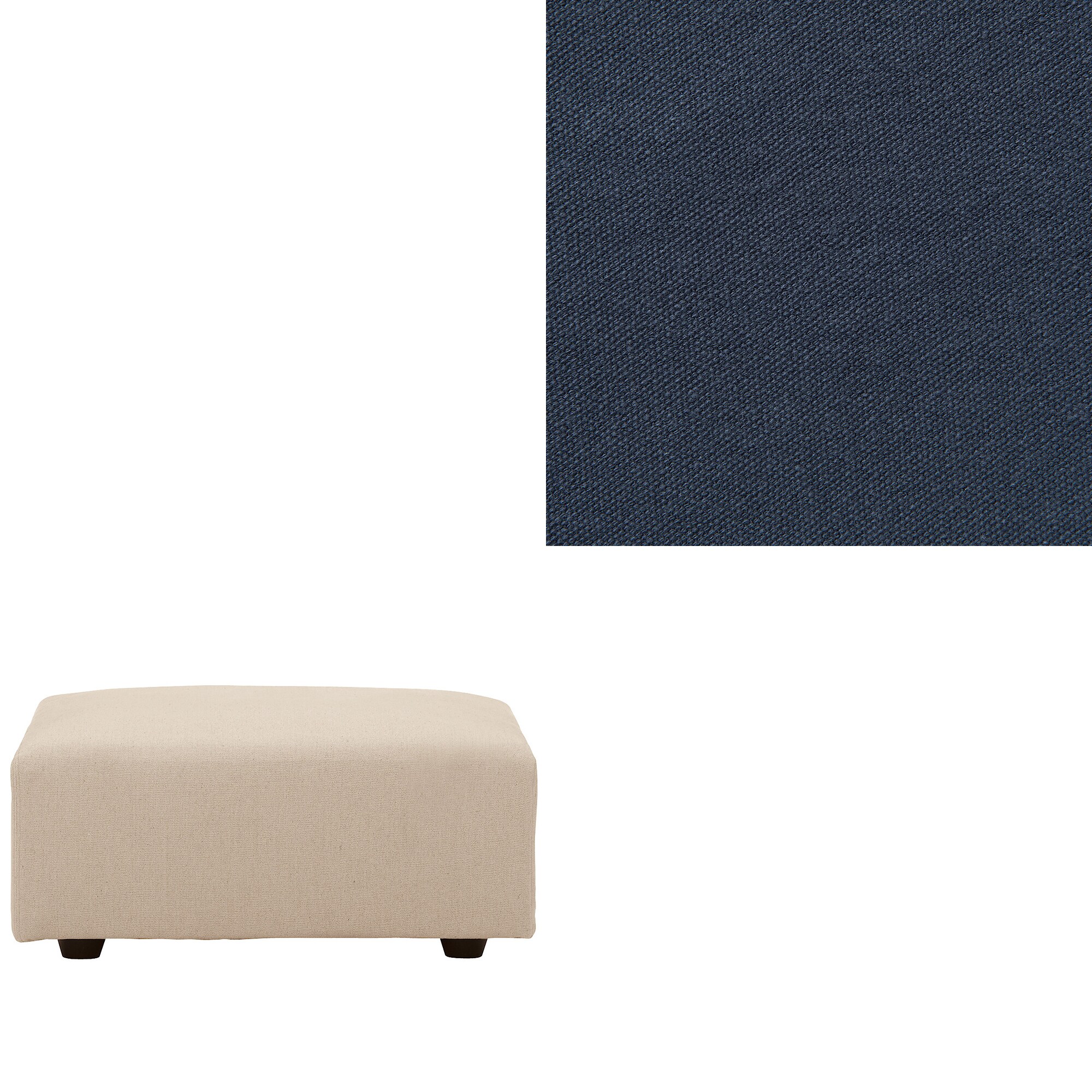 洗いざらしの綿帆布ユニットソファオットマン・大・幅７７ｃｍ用カバー／ネイビー