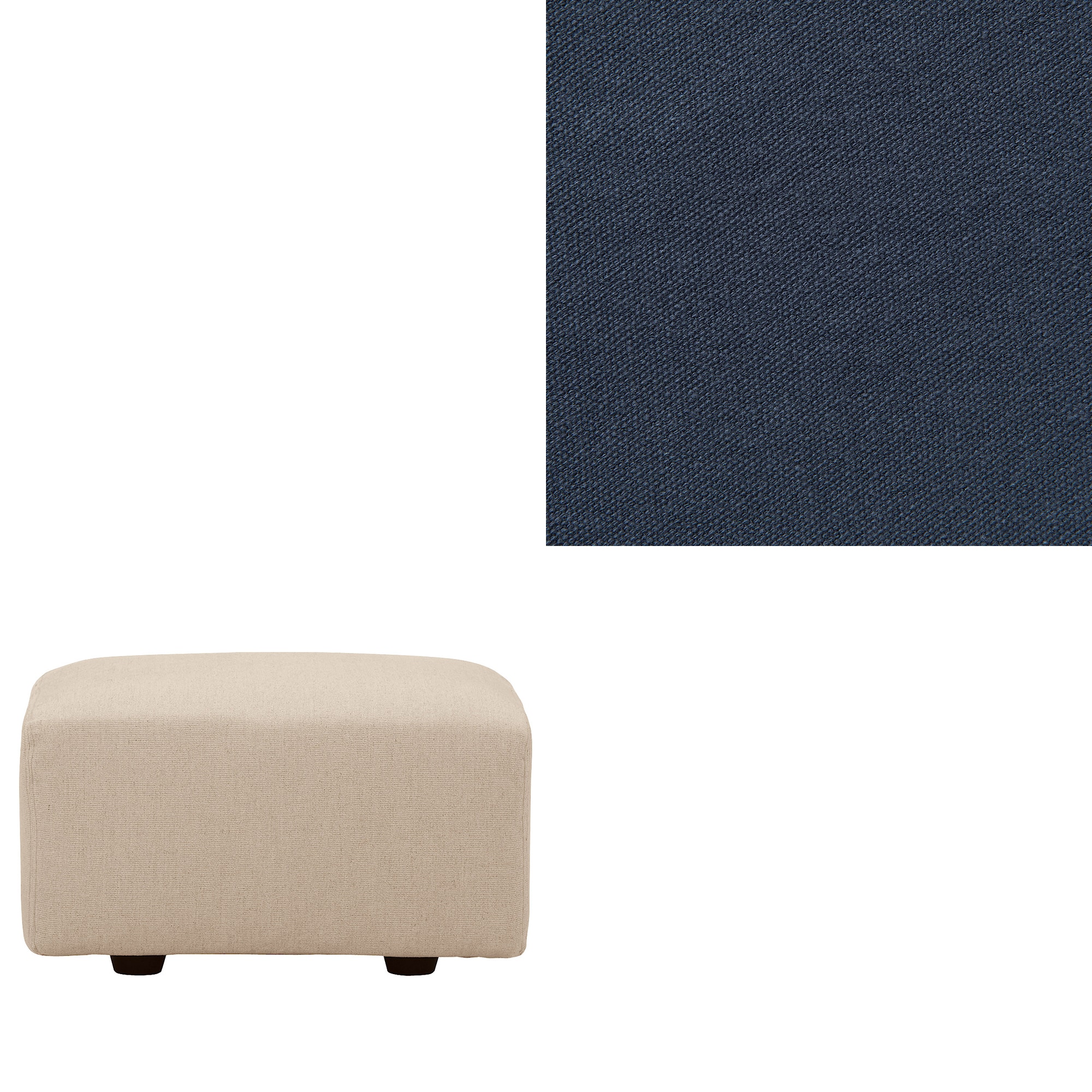 洗いざらしの綿帆布ユニットソファオットマン・小用カバー／ネイビー