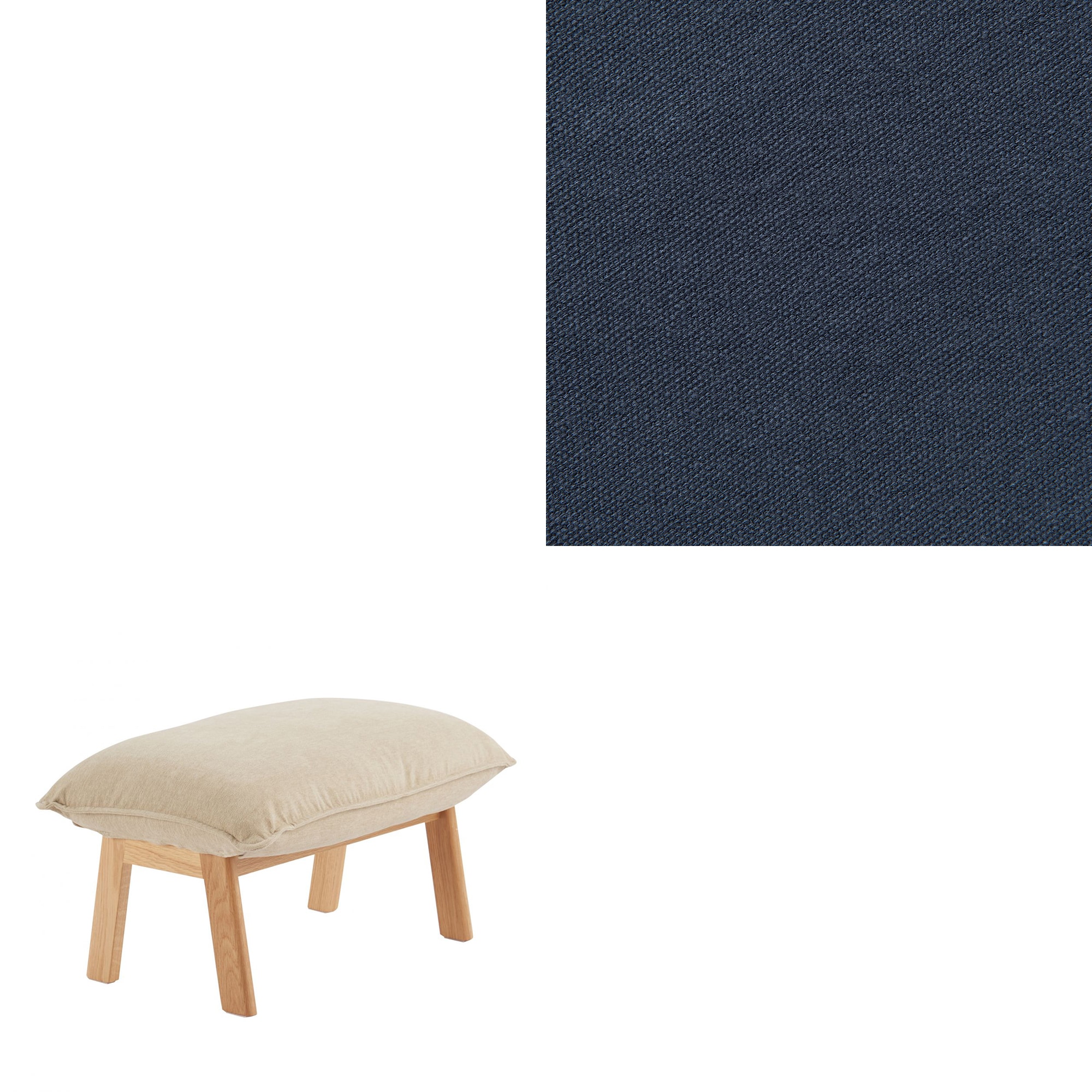 洗いざらしの綿帆布ハイバックリクライニングソファ・オットマン用カバー／ネイビー