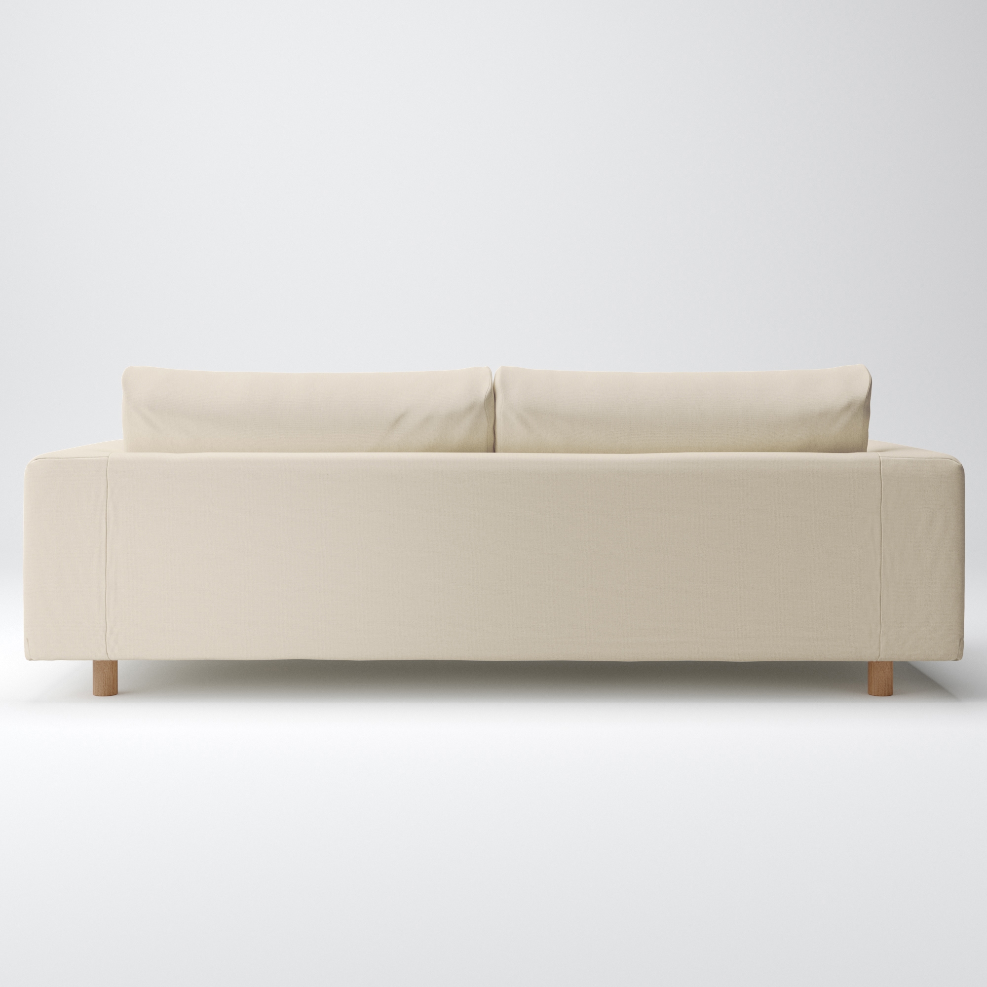 綿麻バスケット織ソファ本体・３シーター・フェザー・ポケットコイル用カバー／生成