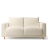 綿麻バスケット織ソファ本体・２シーター・フェザー・ポケットコイル用カバー／生成