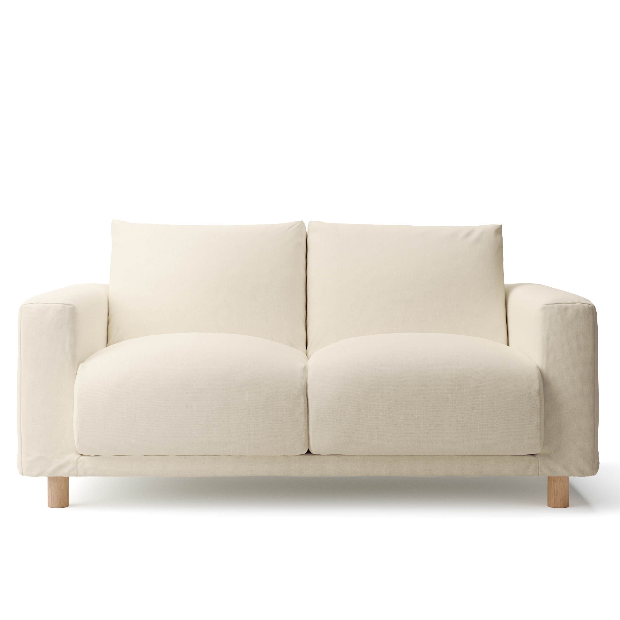 綿麻バスケット織ソファ本体・２シーター・フェザー・ポケットコイル用カバー／生成