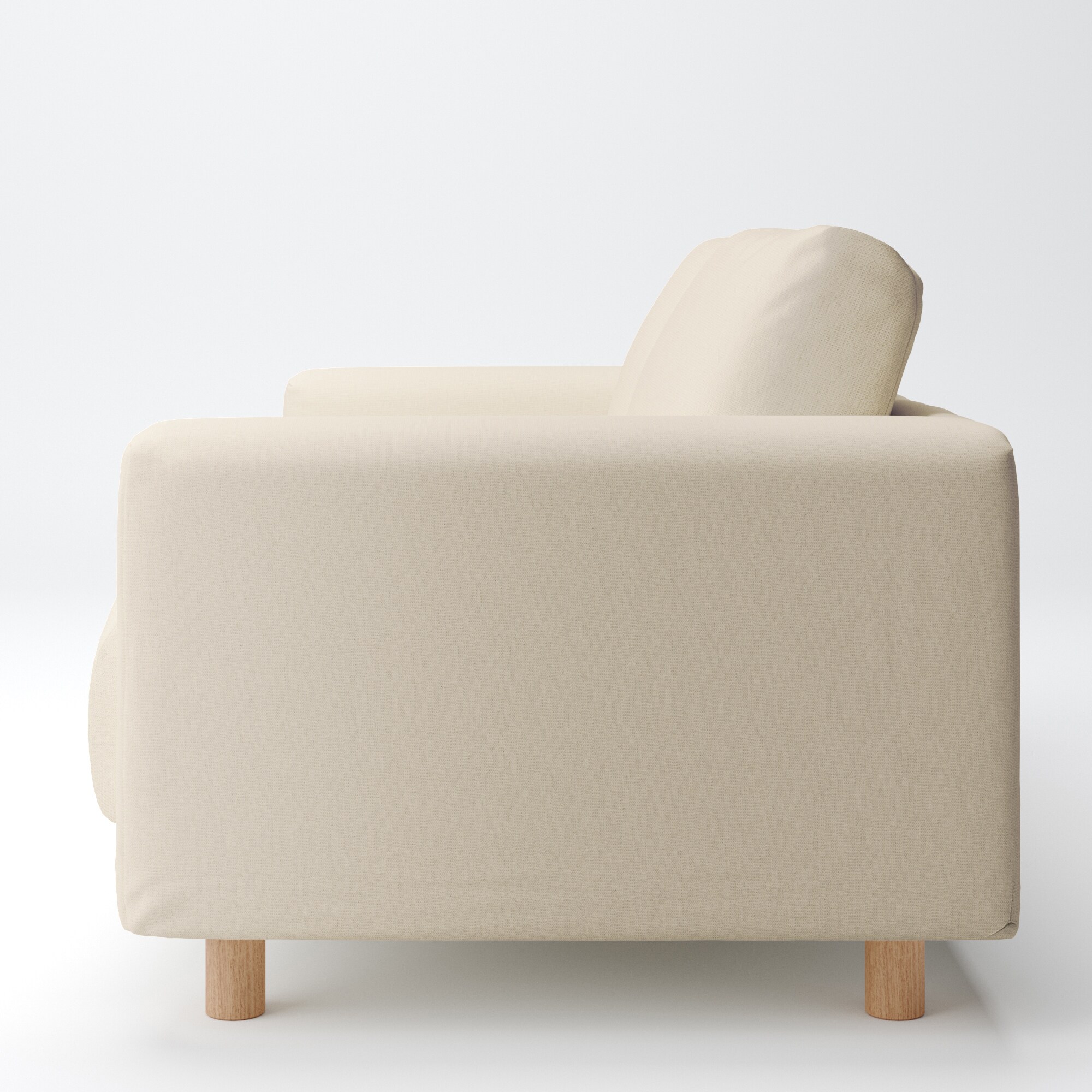 綿麻バスケット織ソファ本体・２シーター・フェザー・ポケットコイル用カバー／生成