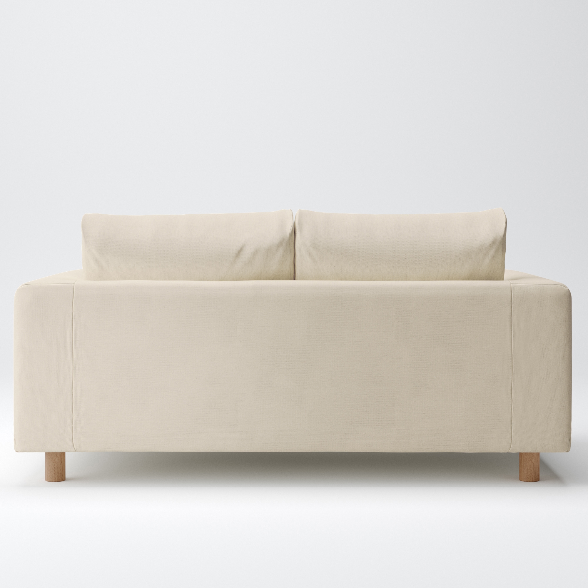 綿麻バスケット織ソファ本体・２シーター・フェザー・ポケットコイル用カバー／生成