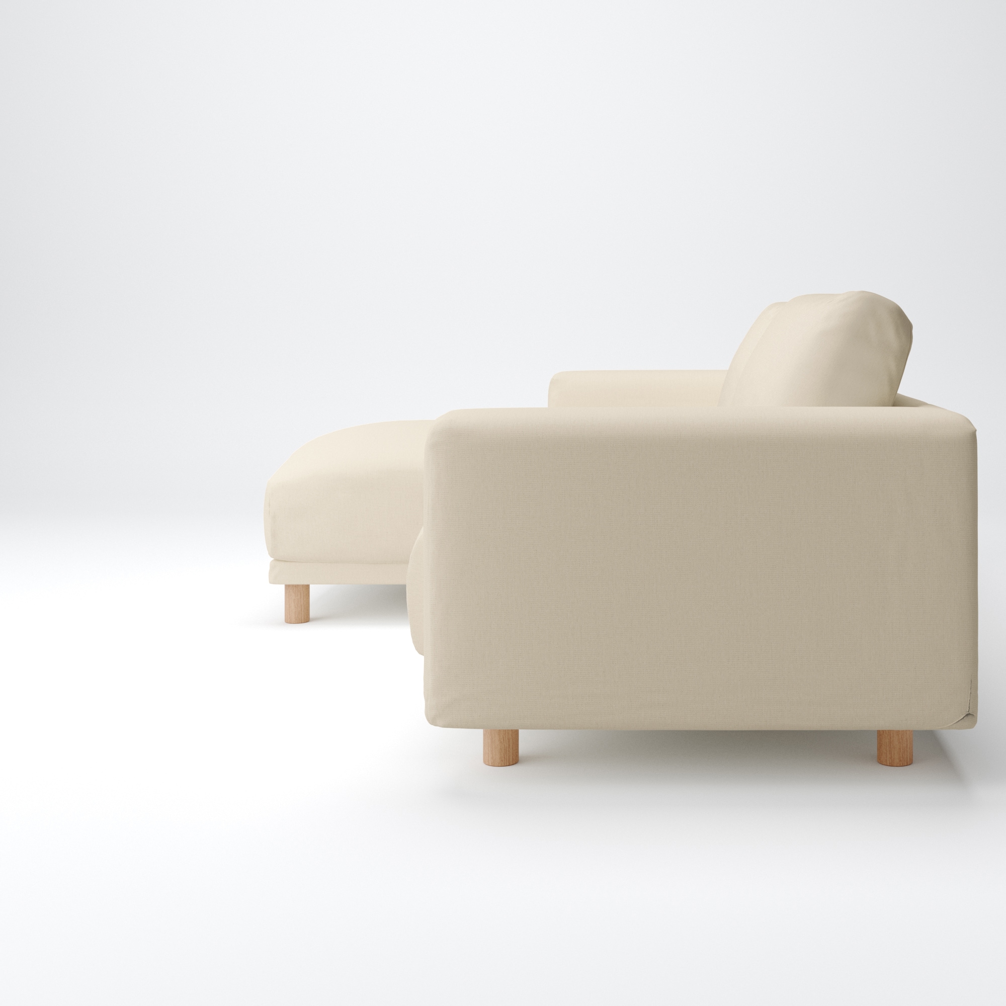 綿麻バスケット織ソファ本体３Ｓ・フェザーポケットコイルカウチタイプ右用カバー生成