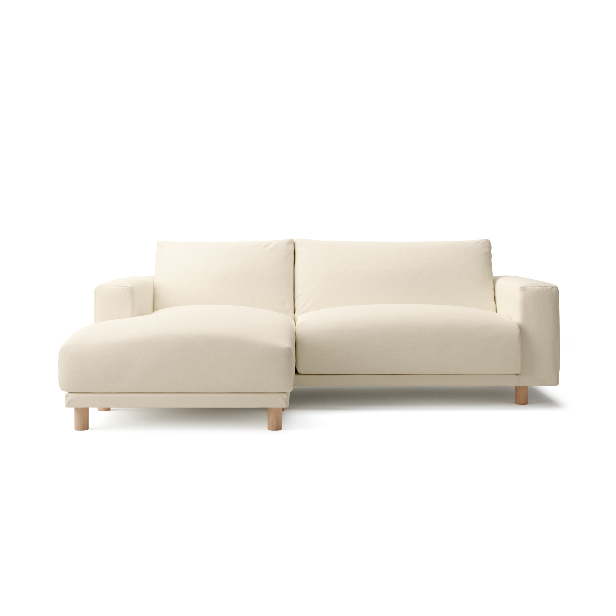 綿麻バスケット織ソファ本体３Ｓ・フェザーポケットコイルカウチタイプ右用カバー生成