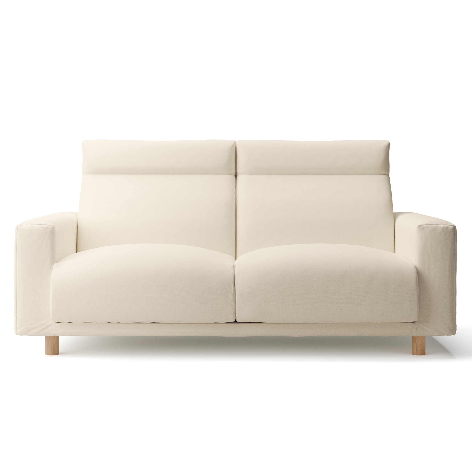 綿麻バスケット織ソファ本体２．５Ｓフェザーポケットコイルハイバック用カバー／生成