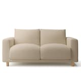 綿麻バスケット織ソファ本体・２シーター・フェザー・ポケットコイル用カバーベージュ