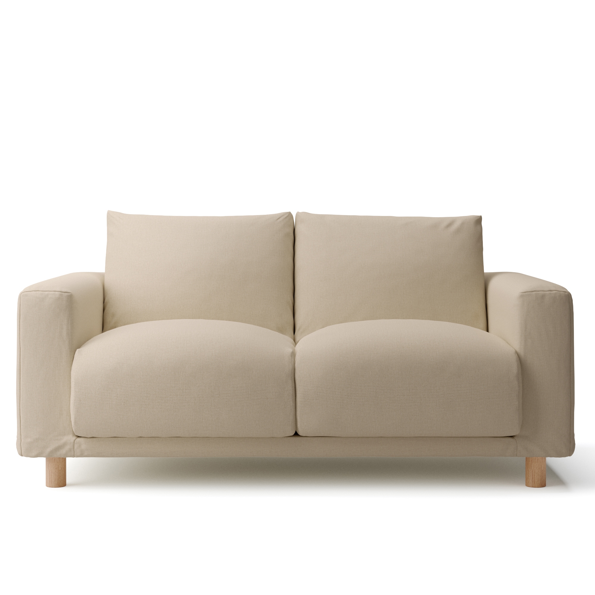 綿麻バスケット織ソファ本体・２シーター・フェザー・ポケットコイル用カバーベージュ