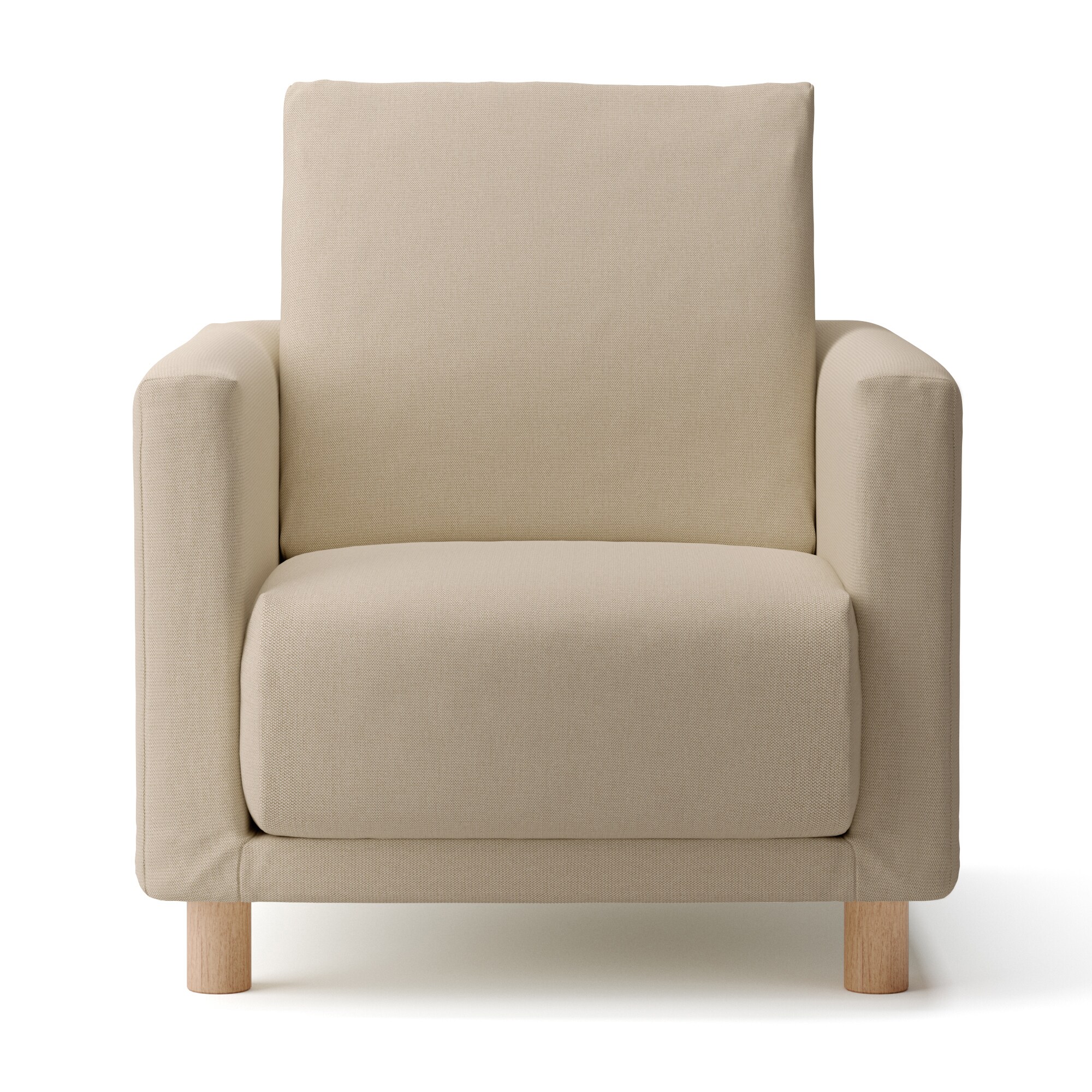 綿麻バスケット織ソファ本体・１シーター・ウレタン・ポケットコイル用カバーベージュ