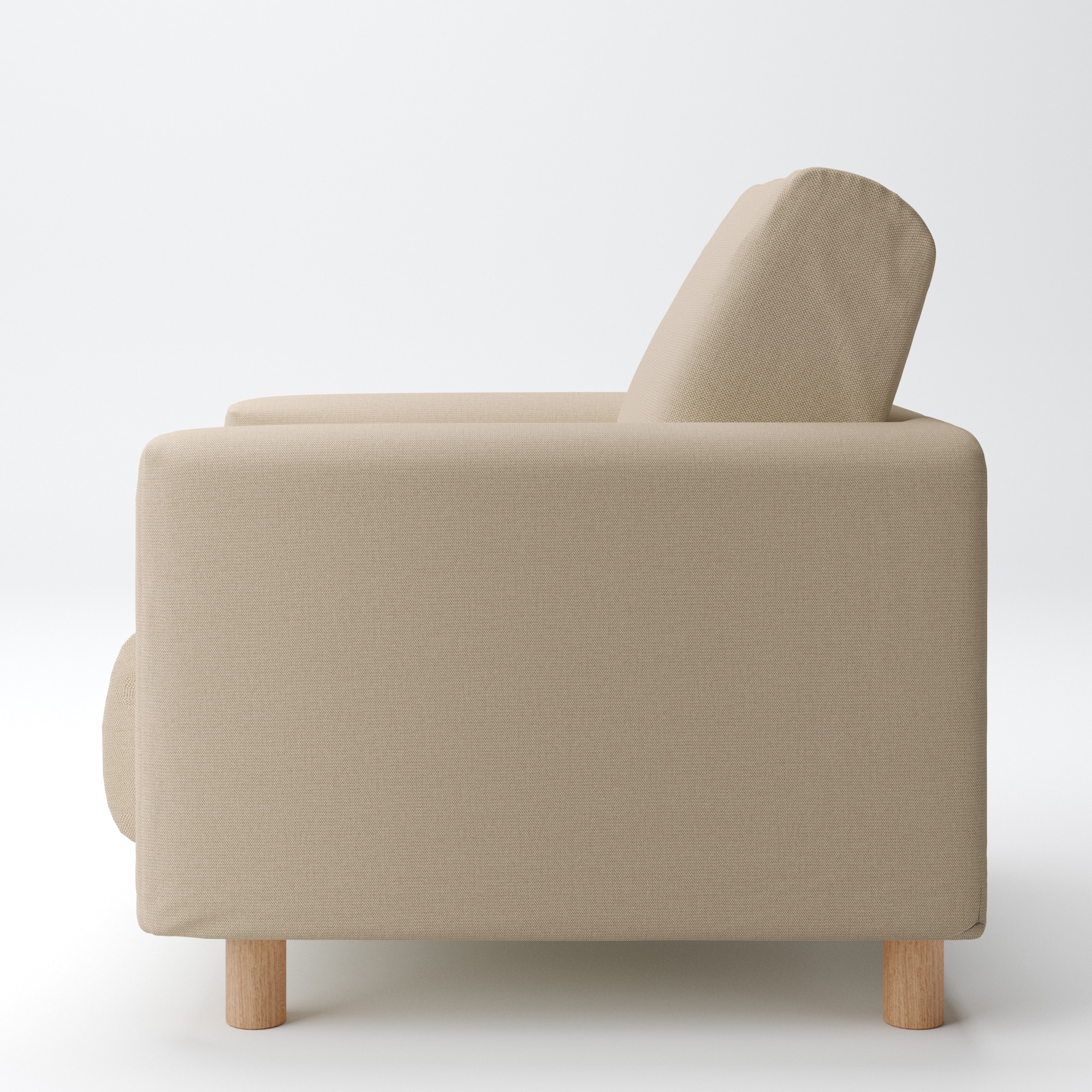 綿麻バスケット織ソファ本体・１シーター・ウレタン・ポケットコイル用カバーベージュ