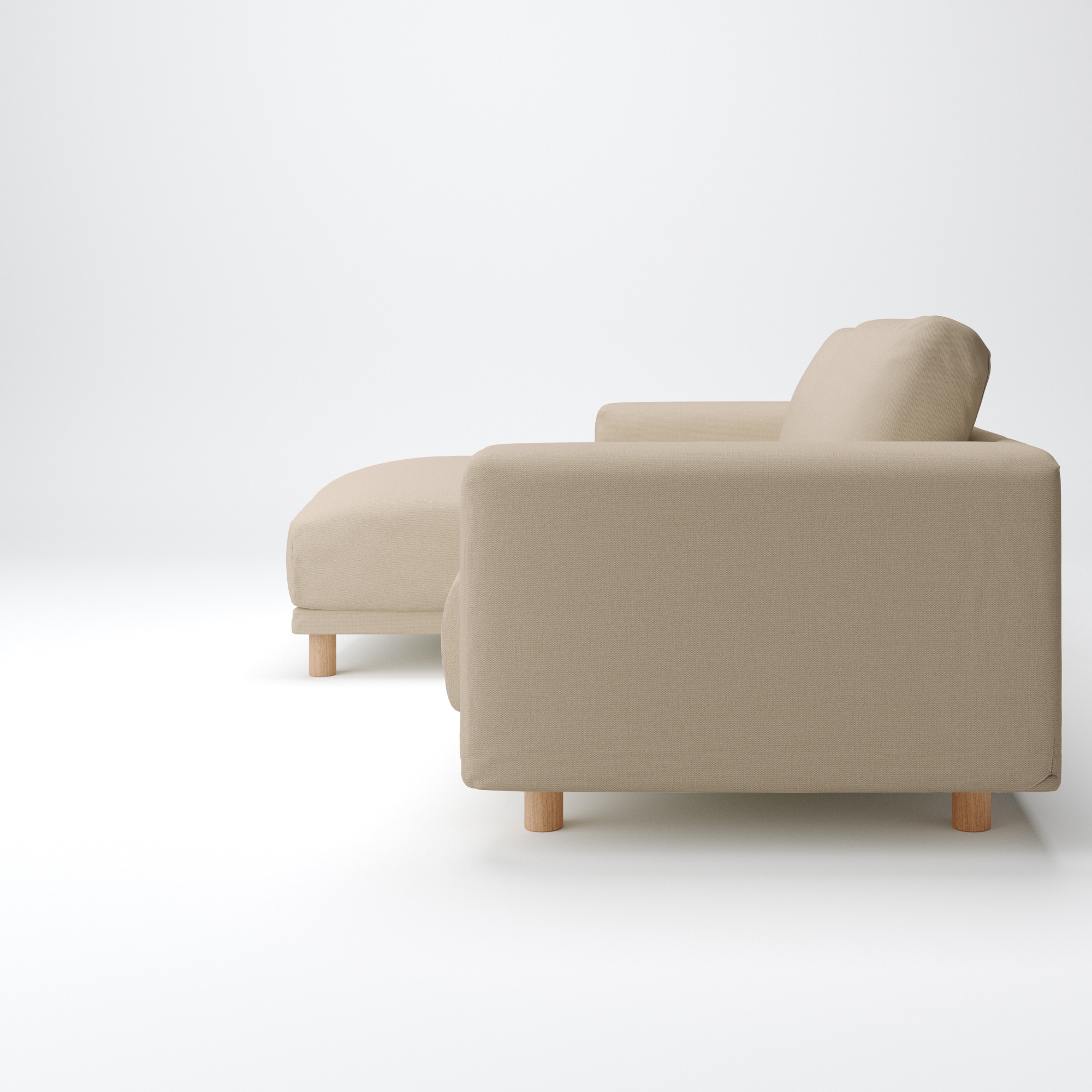 無印良品オットマン・フェザー・ポケットコイル+綿麻バスケット織 ベージュカバー付 綿麻バスケット織ソファ本体3Sフェザーポケットコイルカウチタイプ右