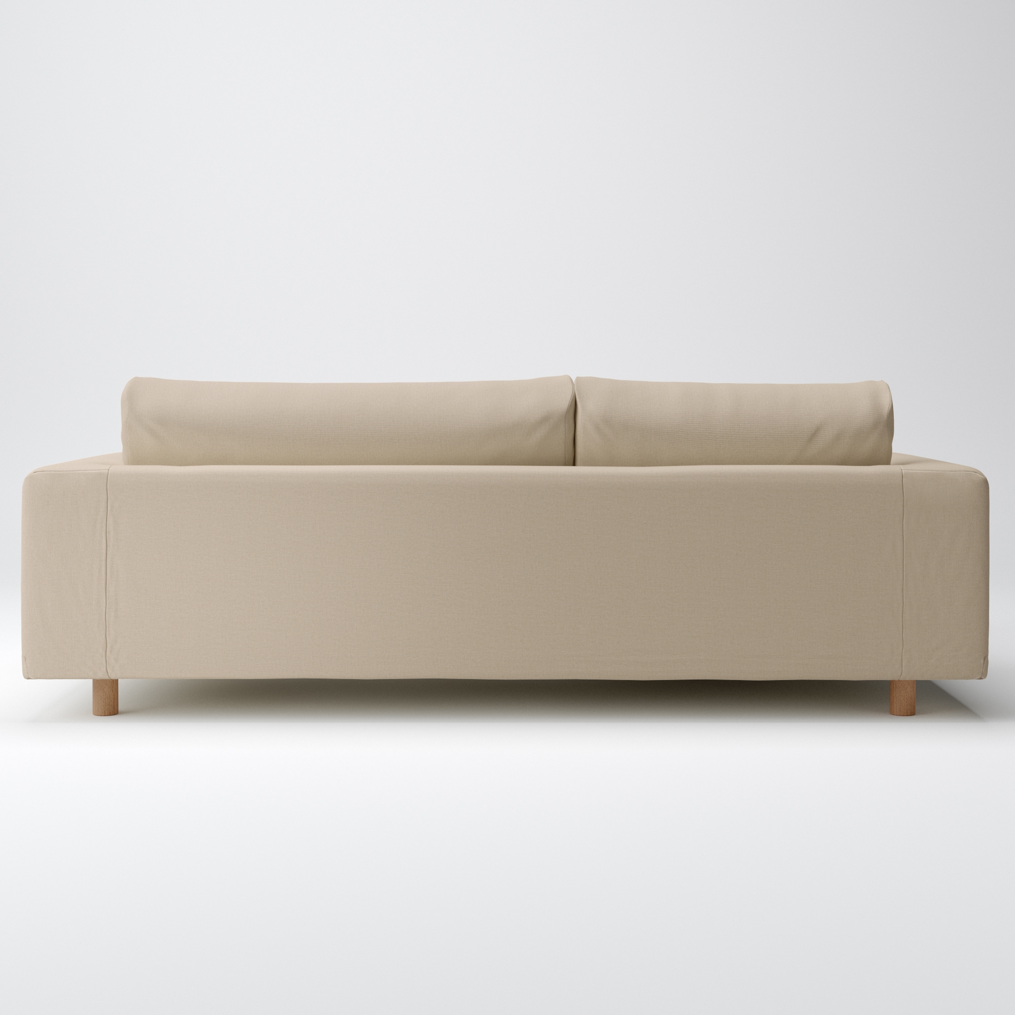 綿麻バスケット織ソファ本体３Ｓフェザーポケットコイルカウチタイプ右カバーベージュ